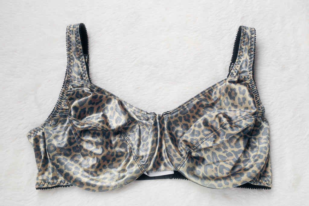 Vassarette 36D Full Coverage Unlined Retro Satin Underwire Bra Animal 75-444
