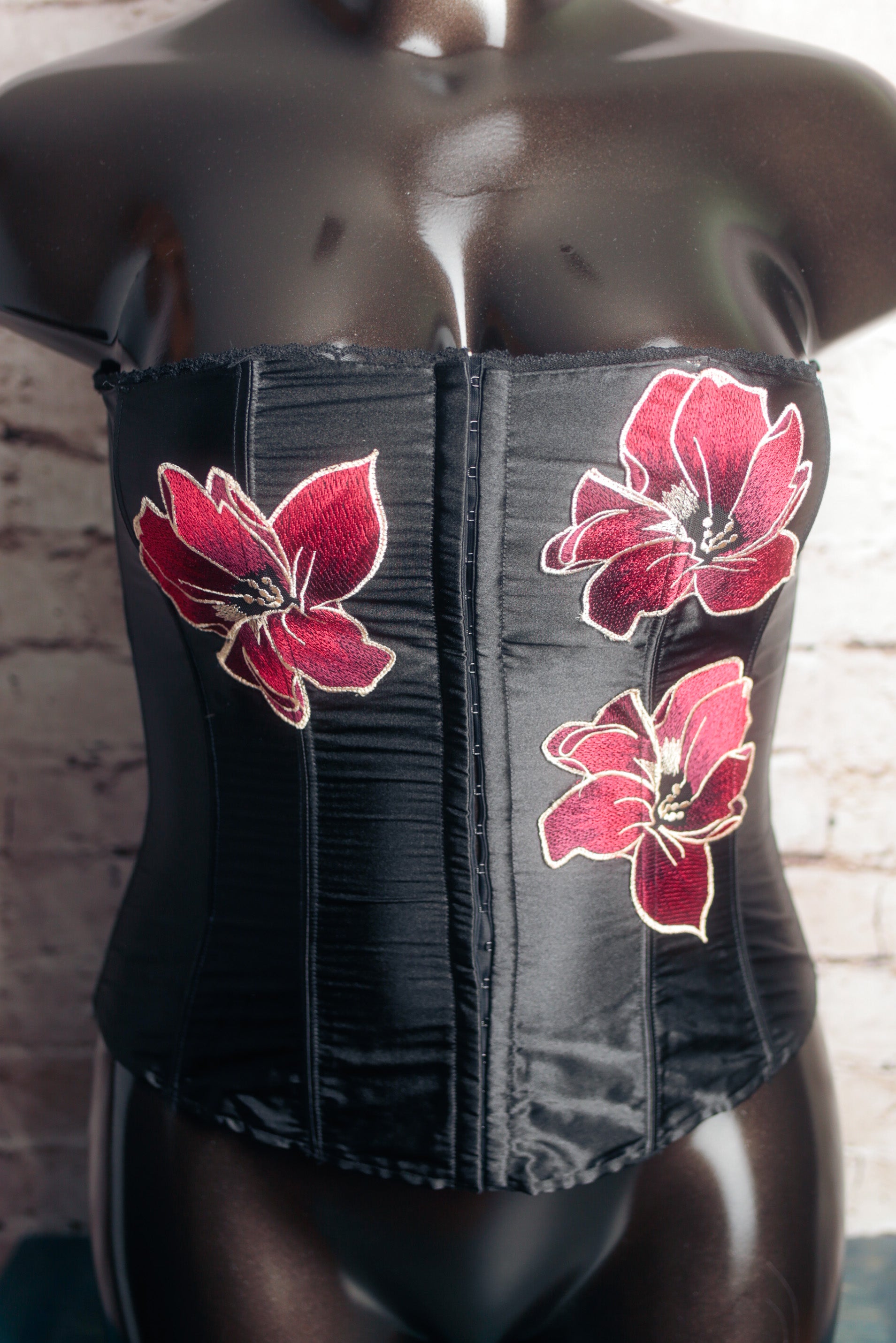 Frederick's of Hollywood Floral Boned Lace-up Corset 38