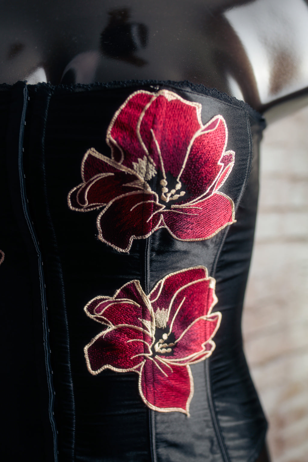 Frederick's of Hollywood Floral Boned Lace-up Corset 38