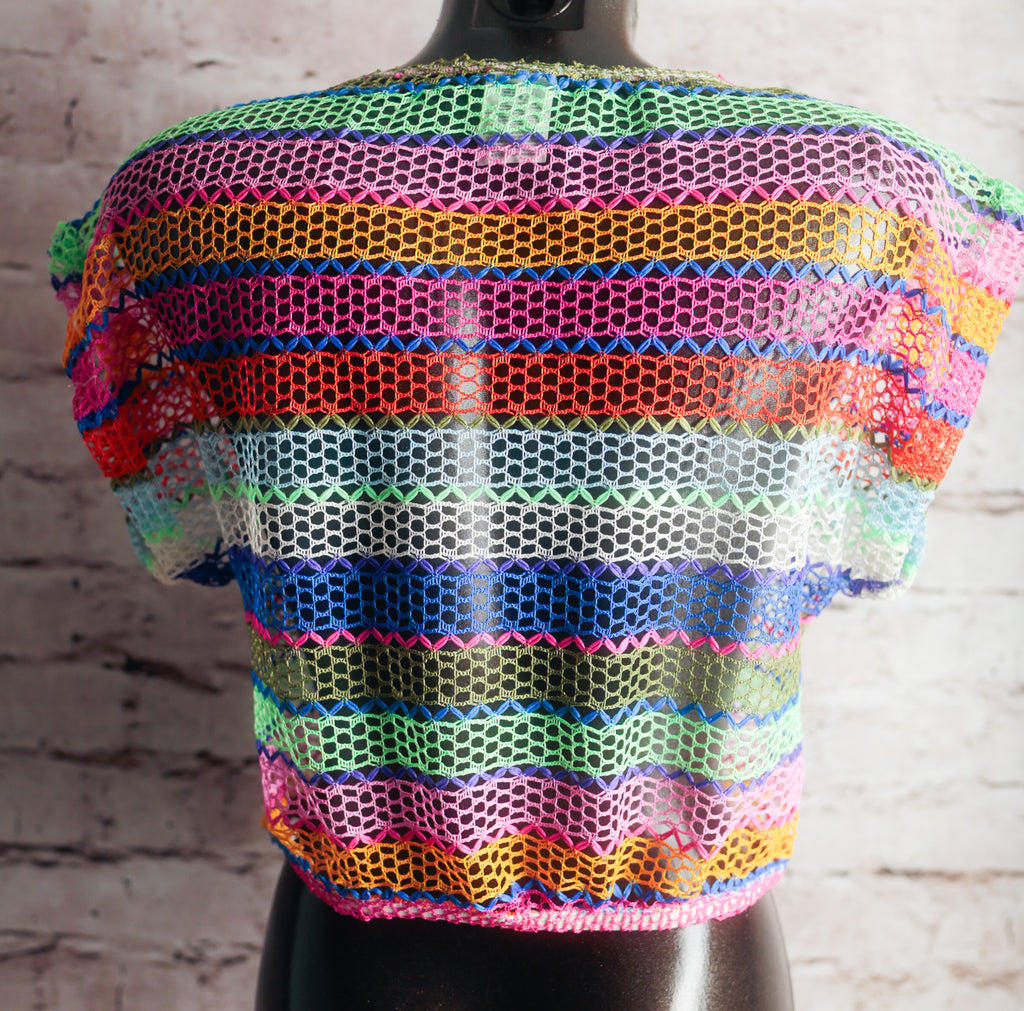 Crochet Sheer Open Mesh Stretch Top Multicolor NEW