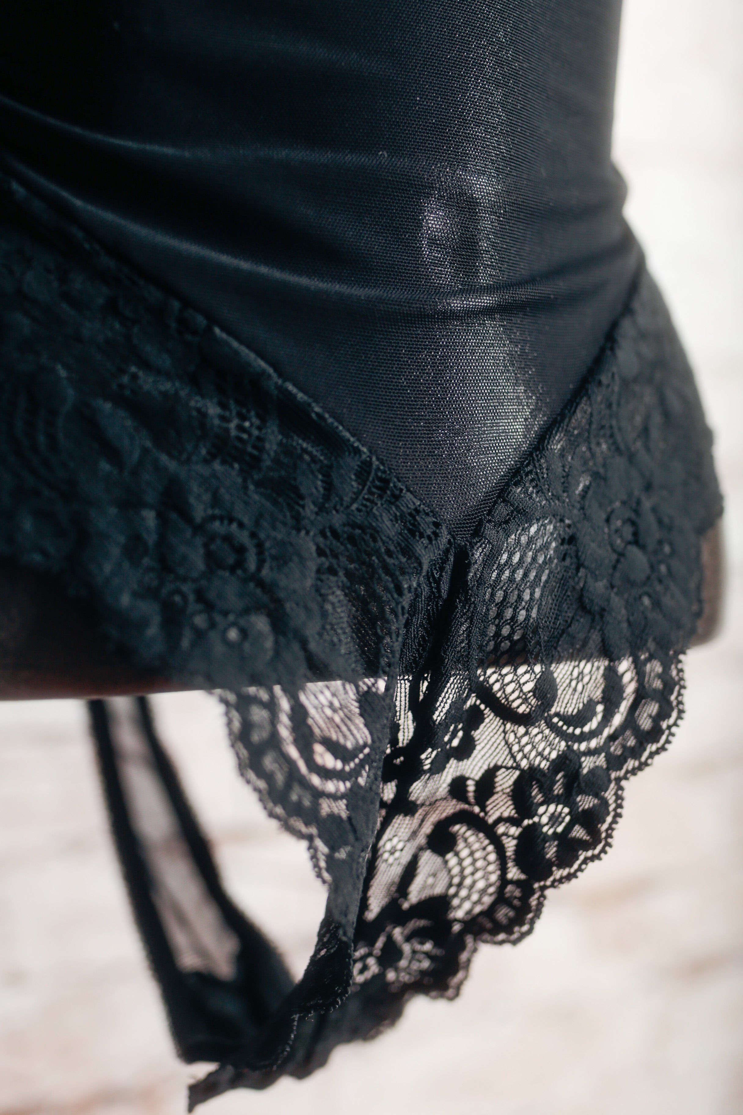 Victoria's Secret Vintage 36B Teddy Bodysuit Lingerie Black Sheer Mesh Lace