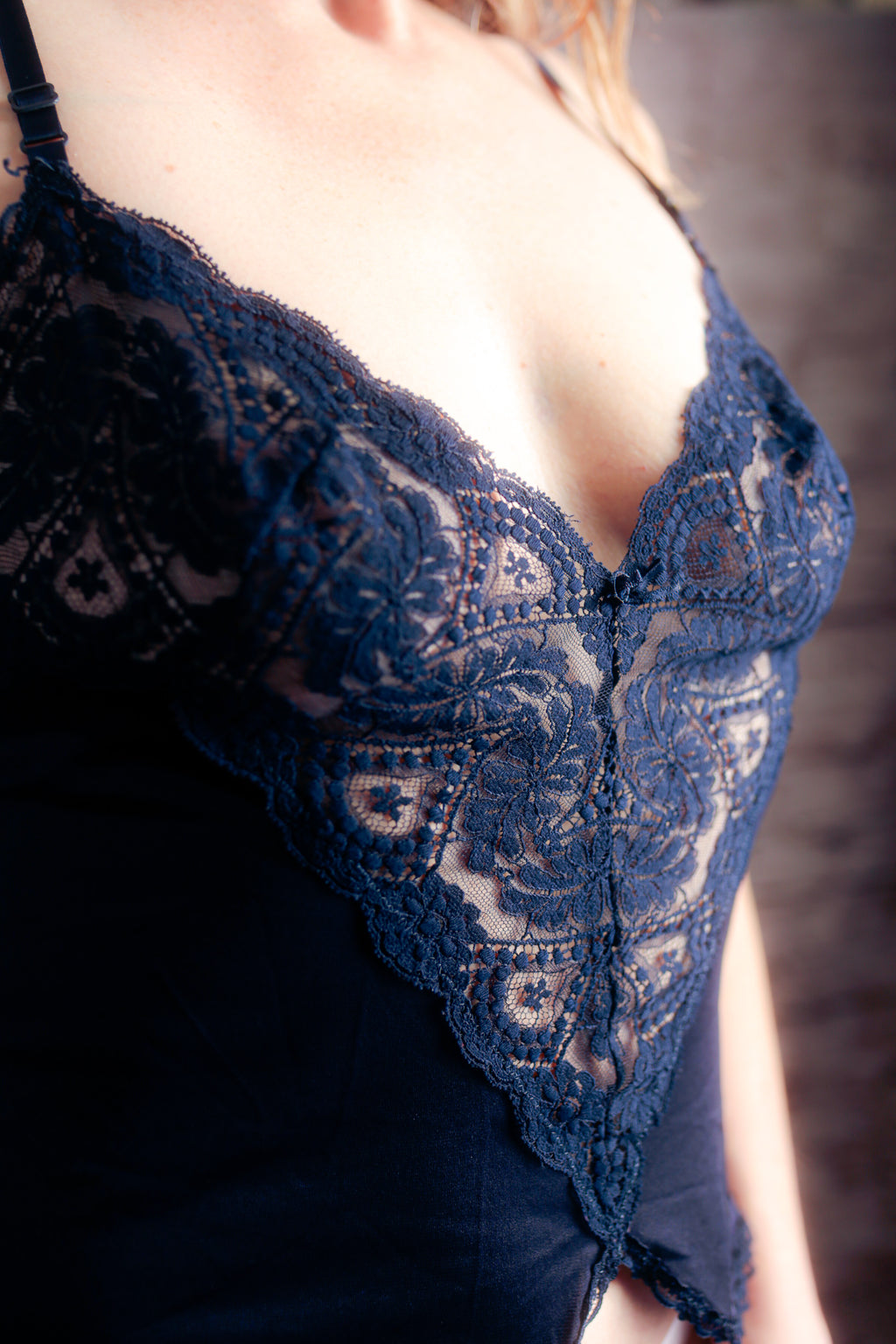 Vassarette Vintage Sheer Satin and Lace Camisole Lingerie 36 Medium Blue
