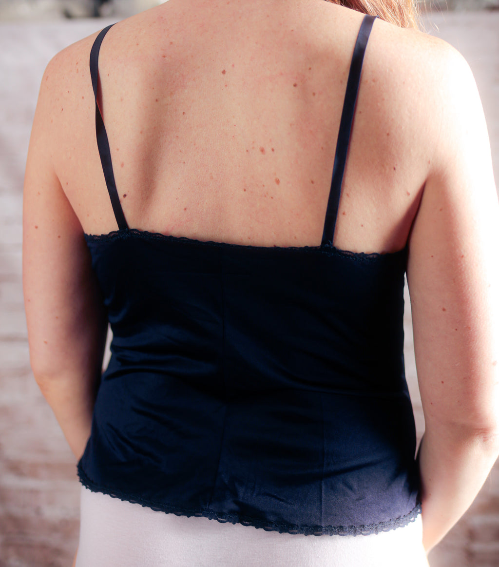 Vassarette Vintage Sheer Satin and Lace Camisole Lingerie 36 Medium Blue