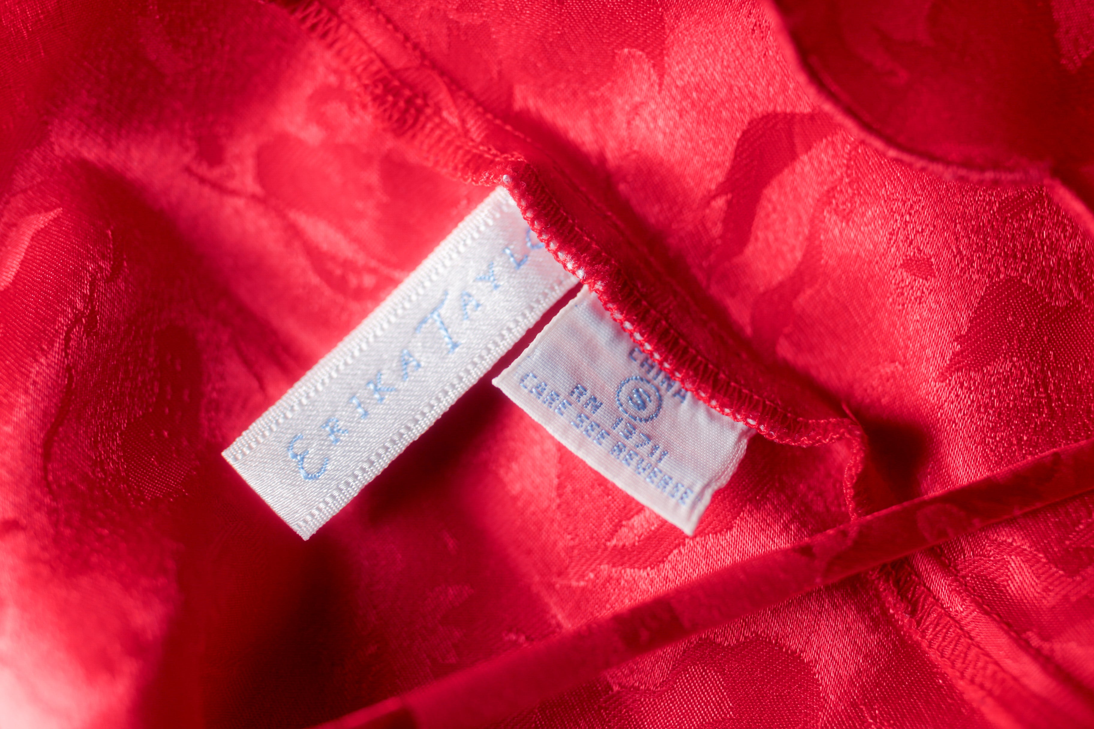 Erika Taylor Vintage Jacquard Shiny Satin Camisole Lingerie Small Red