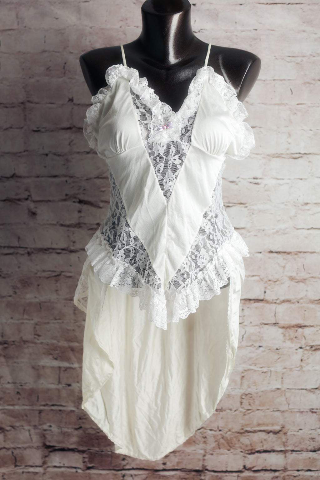 Lady Cameo Vintage Victorian Semi-sheer Train Back Bustle Bridal Chemise Large