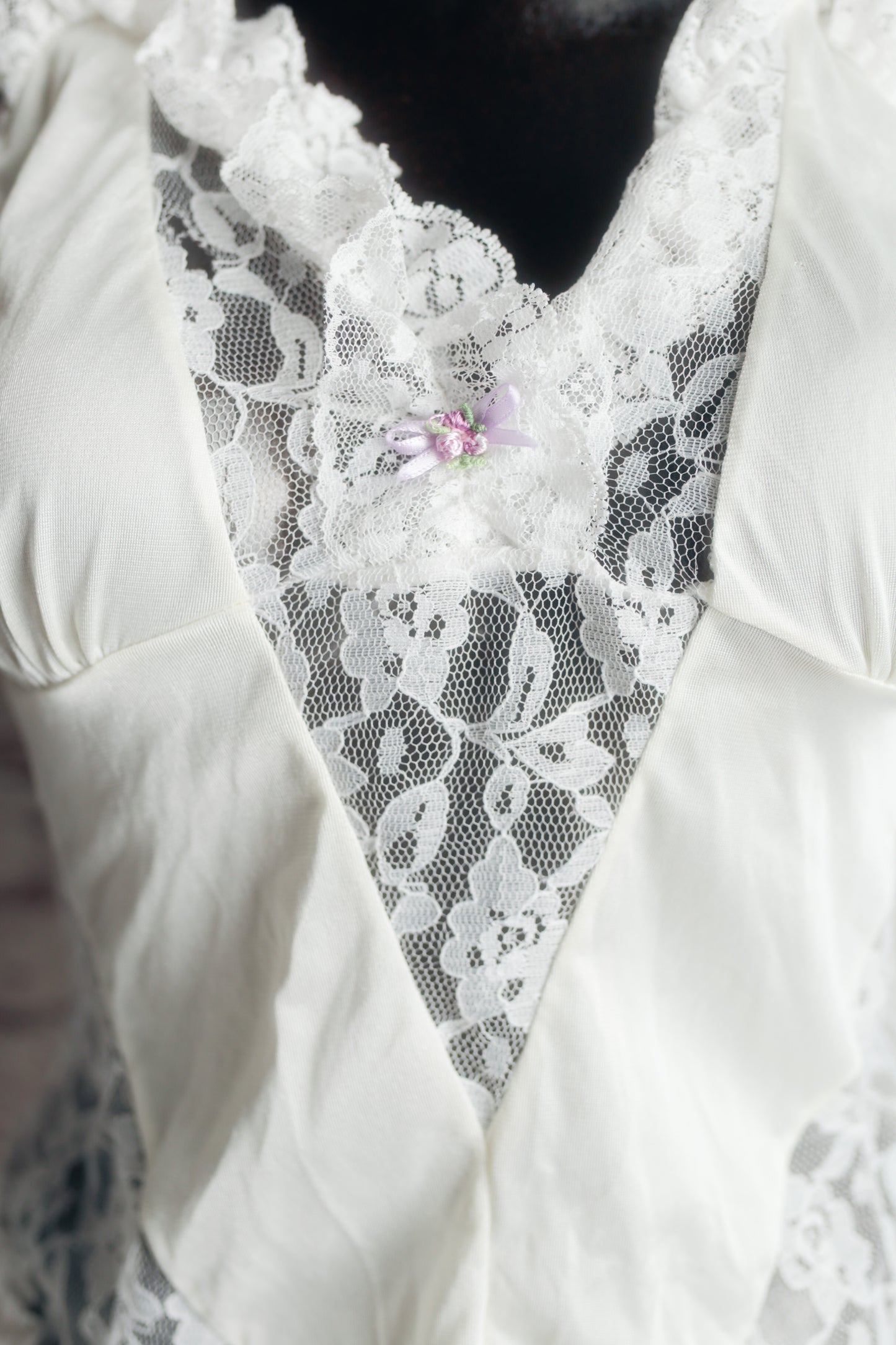 Lady Cameo Vintage Victorian Semi-sheer Train Back Bustle Bridal Chemise Large