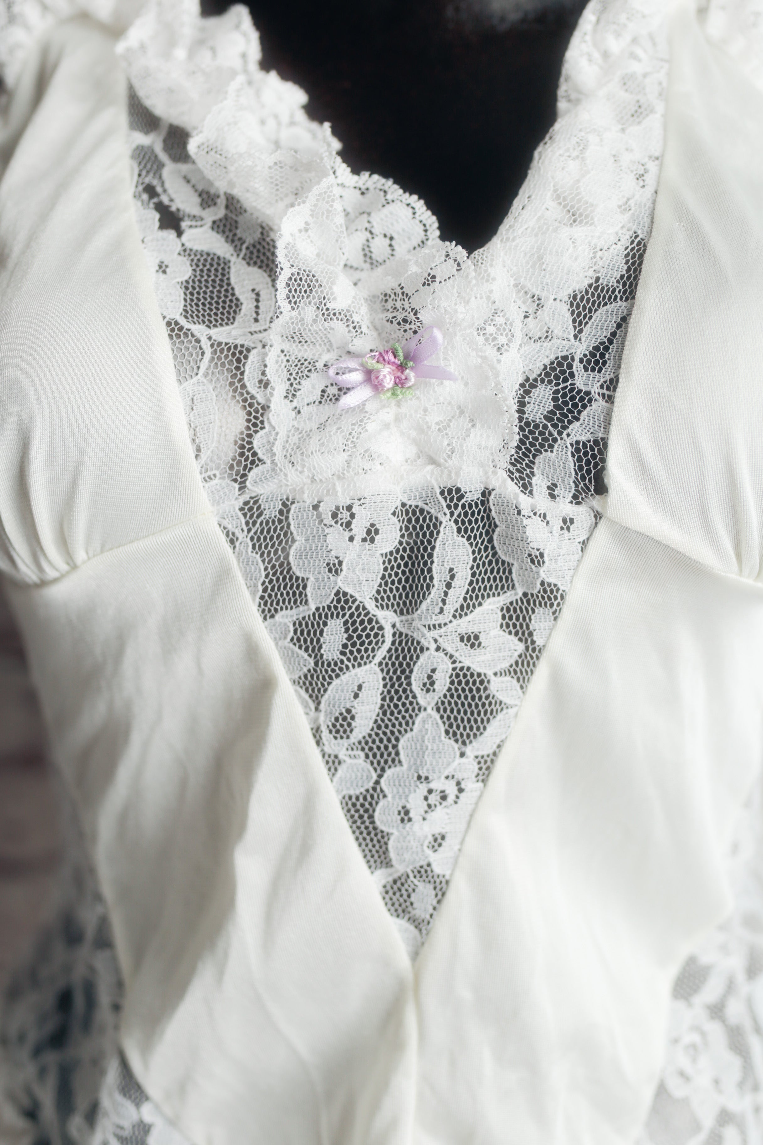 Lady Cameo Vintage Victorian Semi-sheer Train Back Bustle Bridal Chemise Large