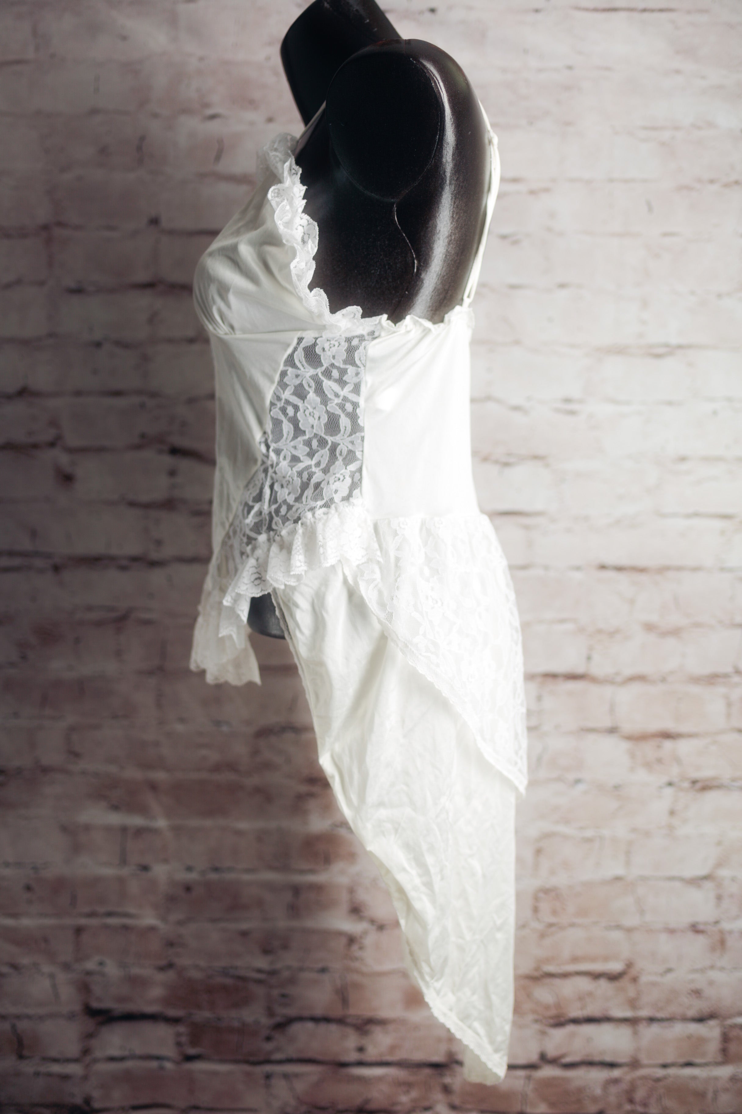 Lady Cameo Vintage Victorian Semi-sheer Train Back Bustle Bridal Chemise Large