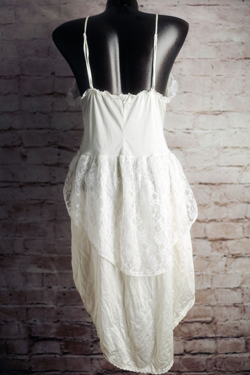 Lady Cameo Vintage Victorian Semi-sheer Train Back Bustle Bridal Chemise Large