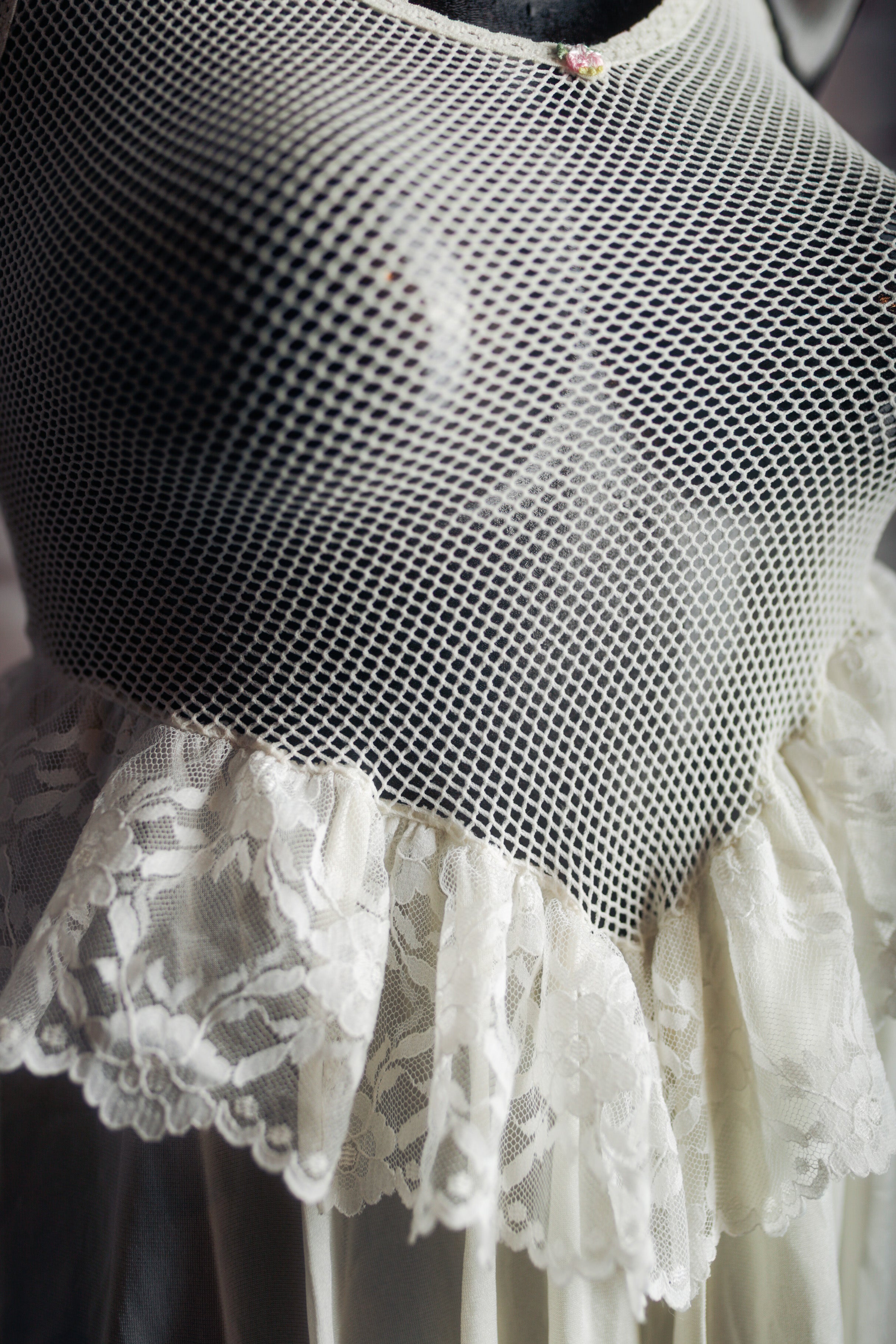 Melody Vintage Sheer Mesh Bridal Nightgown Medium