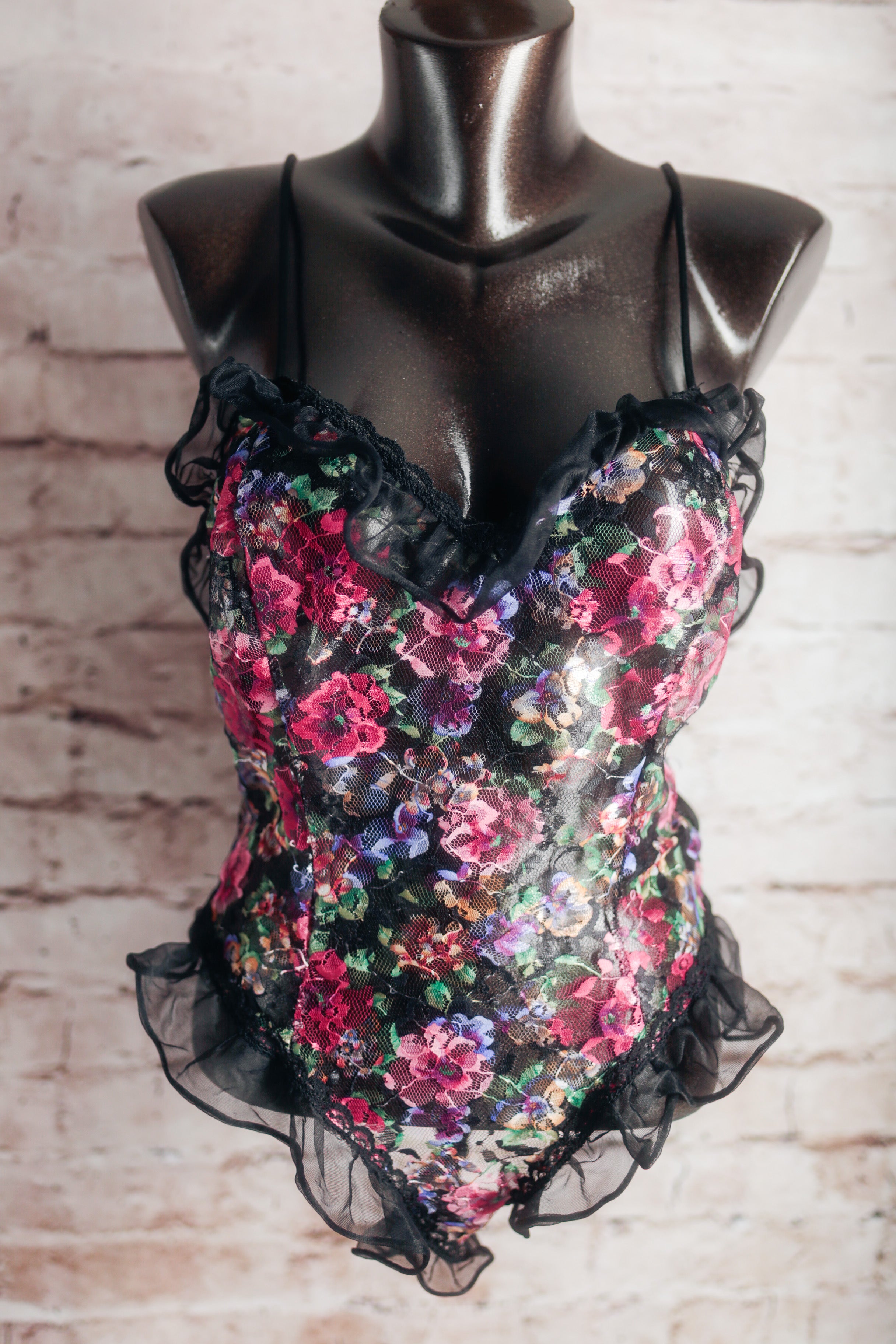 Nan Flower Vintage Floral Lace Teddy Lingerie Large