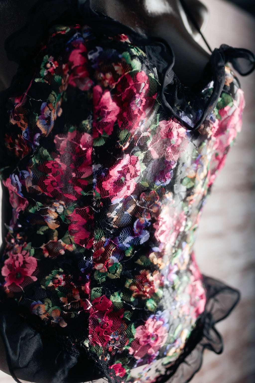 Nan Flower Vintage Floral Lace Teddy Lingerie Large