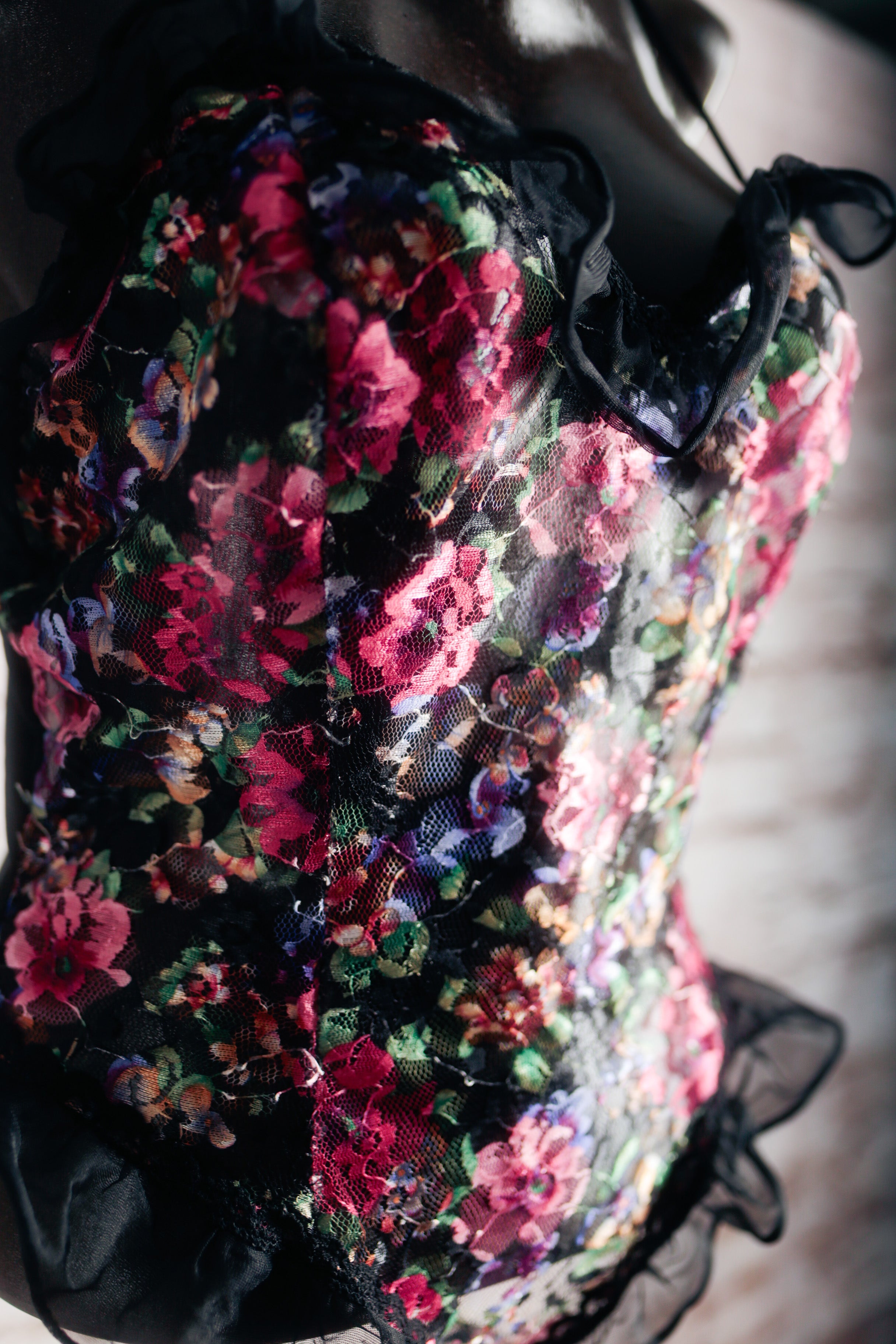 Nan Flower Vintage Floral Lace Teddy Lingerie Large