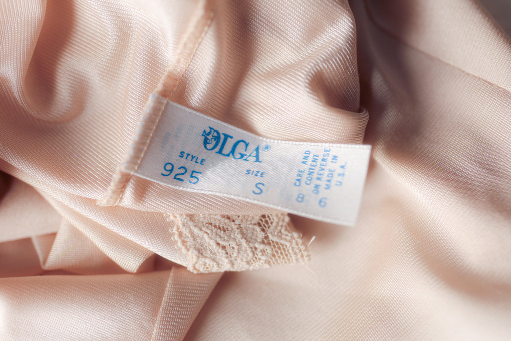 Olga Vintage Satin Lace Camisole Lingerie Small Beige