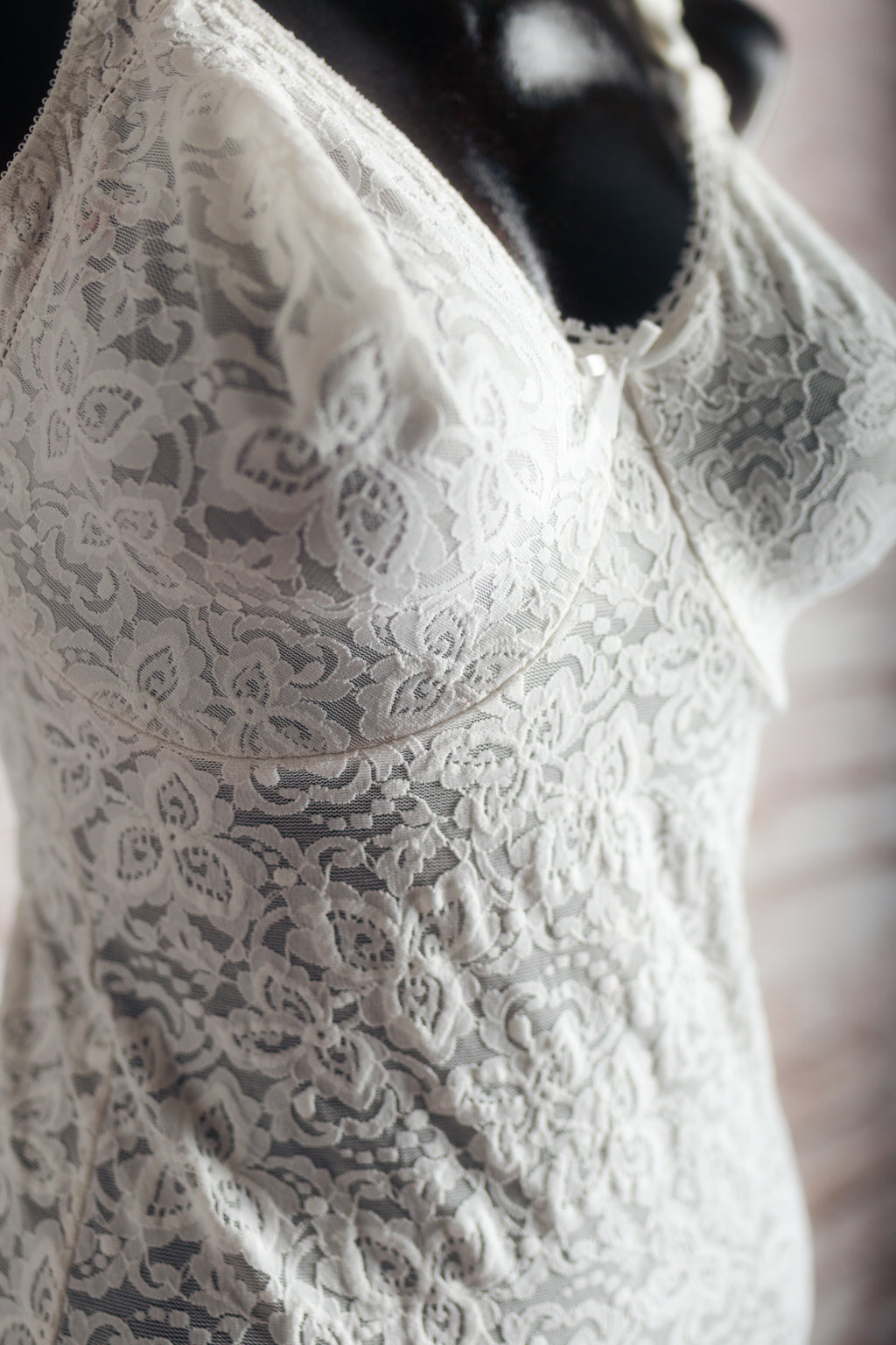 Bali Vintage Unlined Lace Underwire Slimmer Teddy Lingerie White 36D