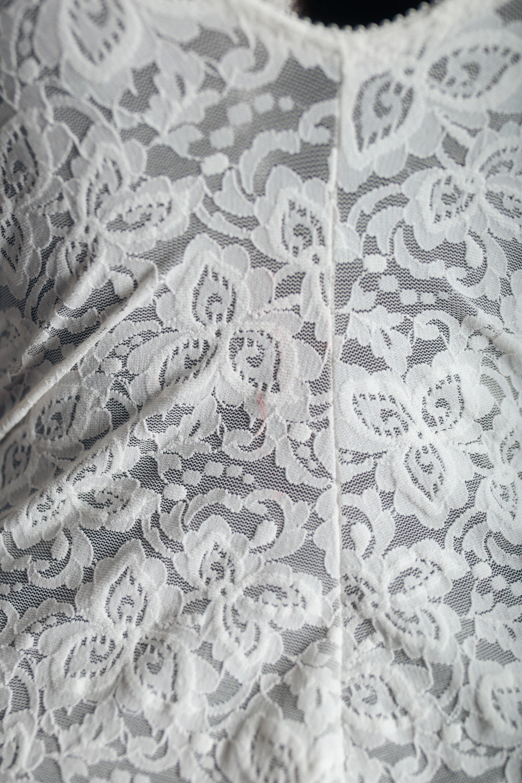 Bali Vintage Unlined Lace Underwire Slimmer Teddy Lingerie White 36D