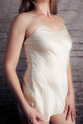 Valerie Stevens 100% Silk Satin Camisole Lingerie Small Ivory
