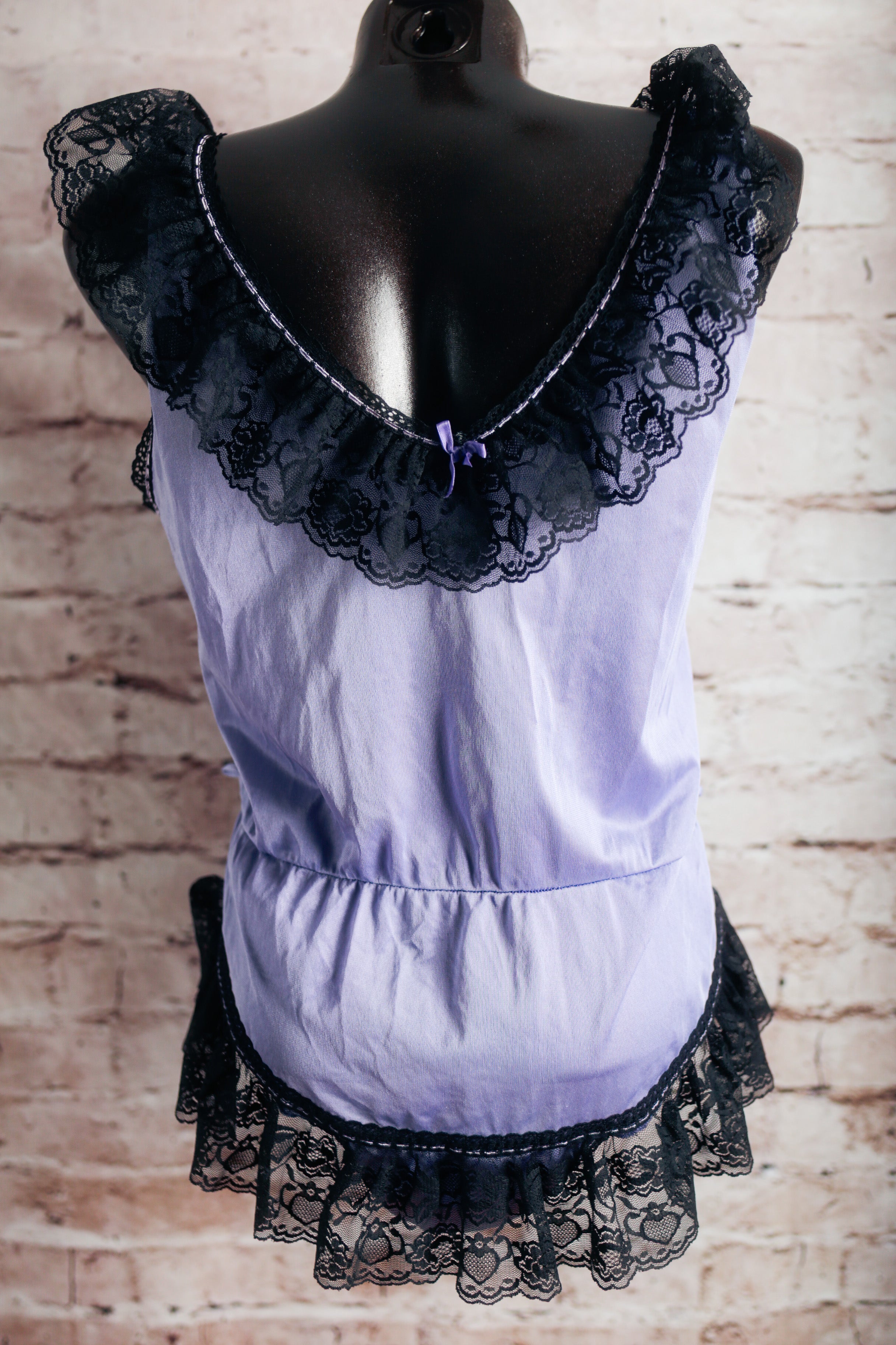 Miss Dira Vintage Victorian French Maid Satin Lace Teddy Lingerie Purple Large