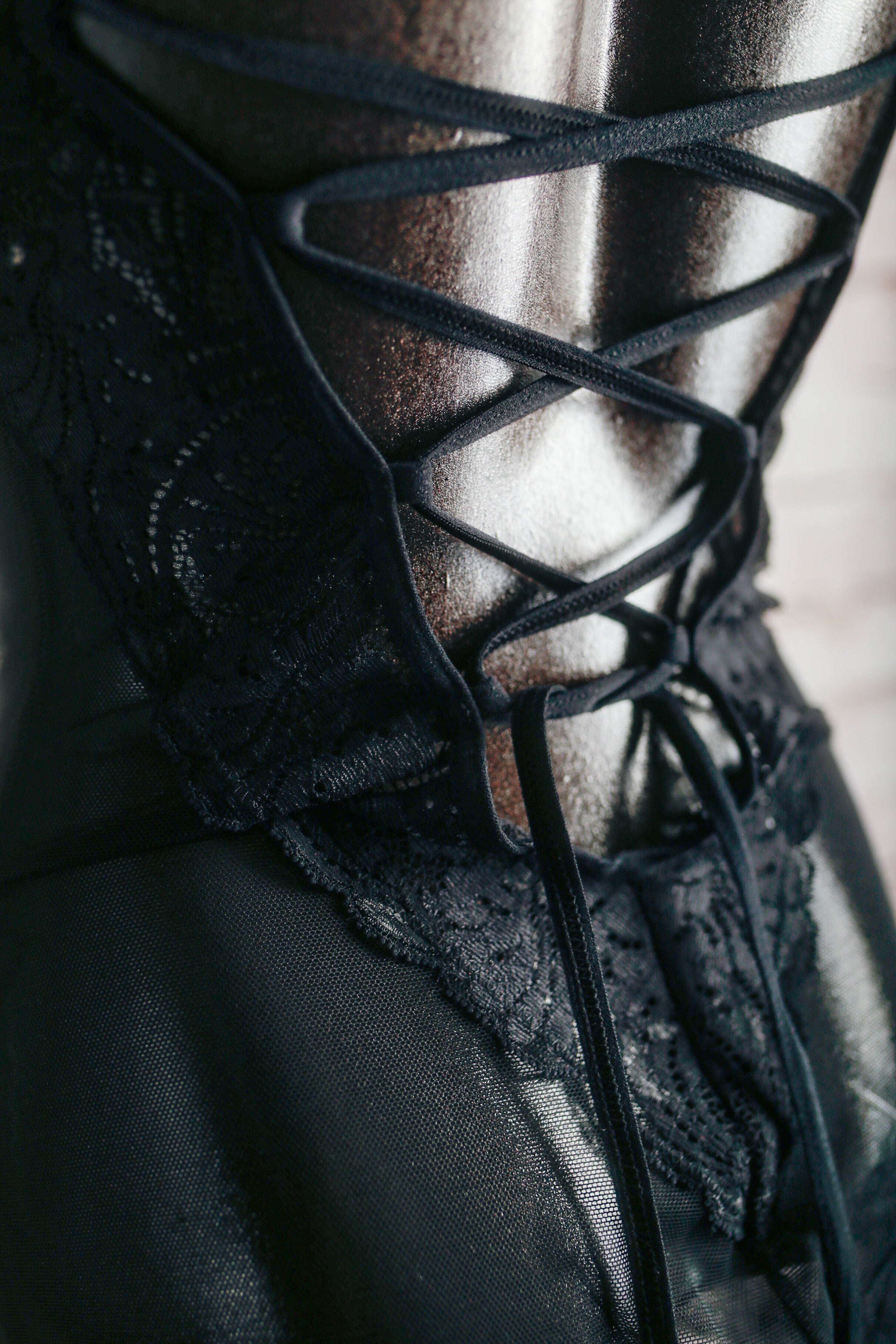 Shirley of Hollywood Vintage Sheer Mesh Lace Shelf Quarter Cup Chemise Lingerie Black Medium