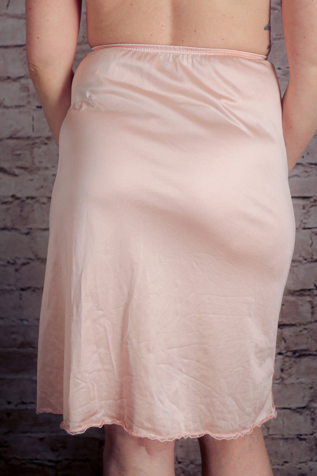 Vanity Fair Vintage Satin Lace Half Slip Skirt Petite Pink Large USA-made