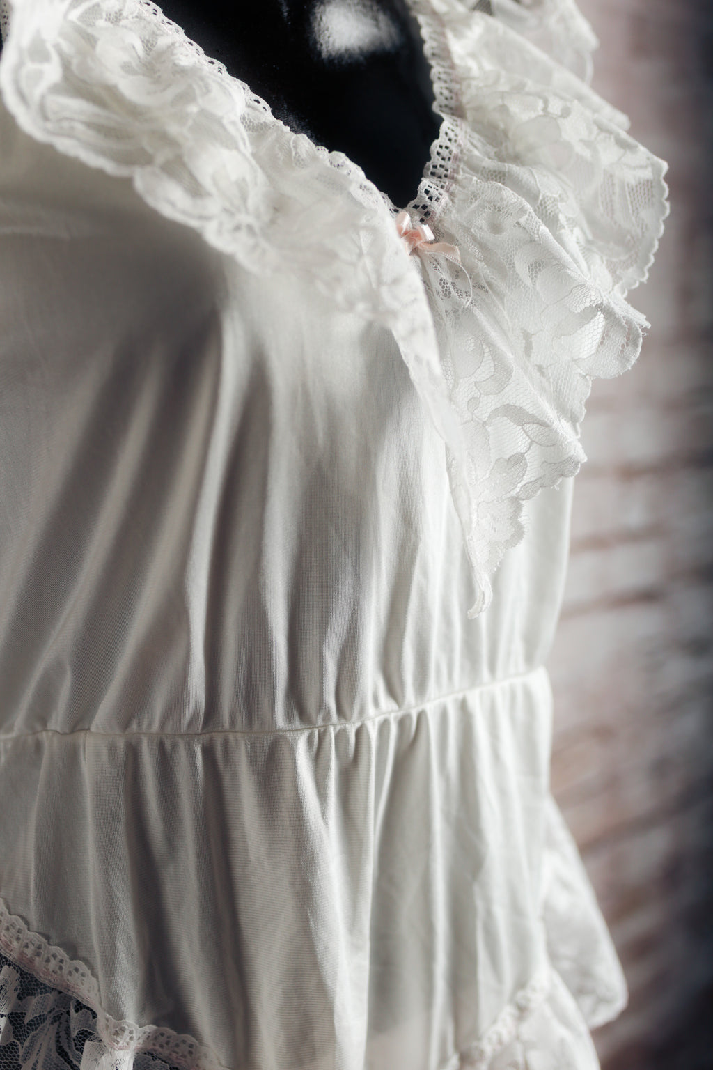 Alana Gale Vintage Frilly Lace Teddy Bridal Lingerie White Medium