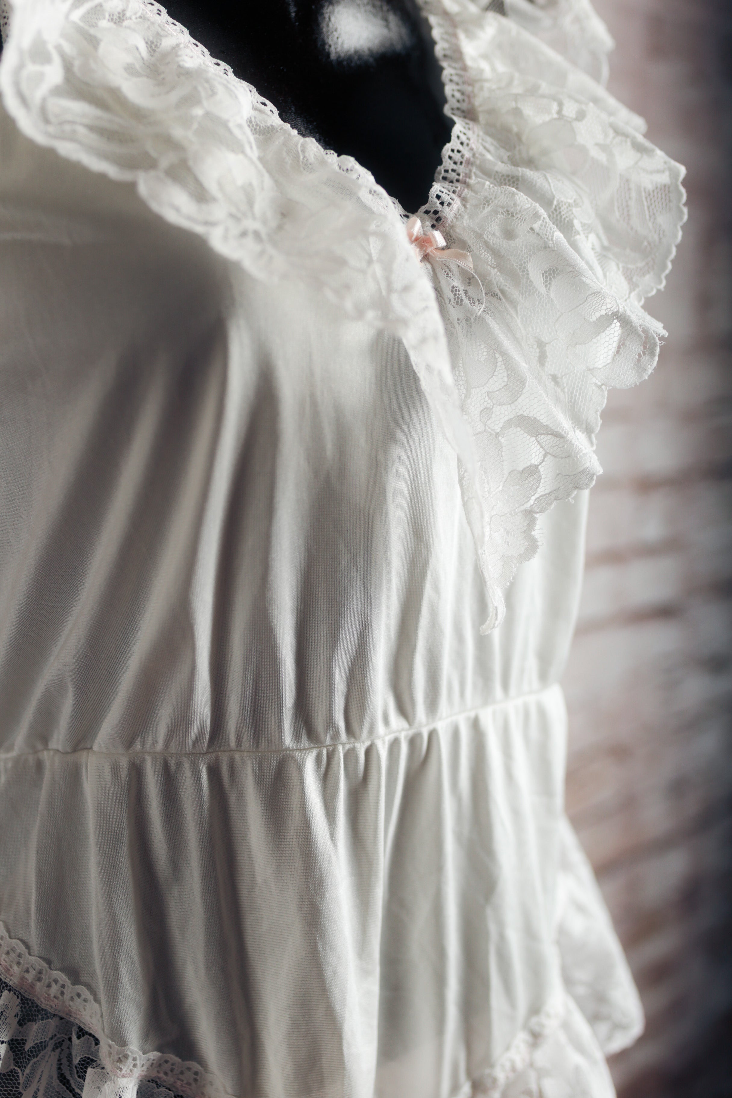 Alana Gale Vintage Frilly Lace Teddy Bridal Lingerie White Medium