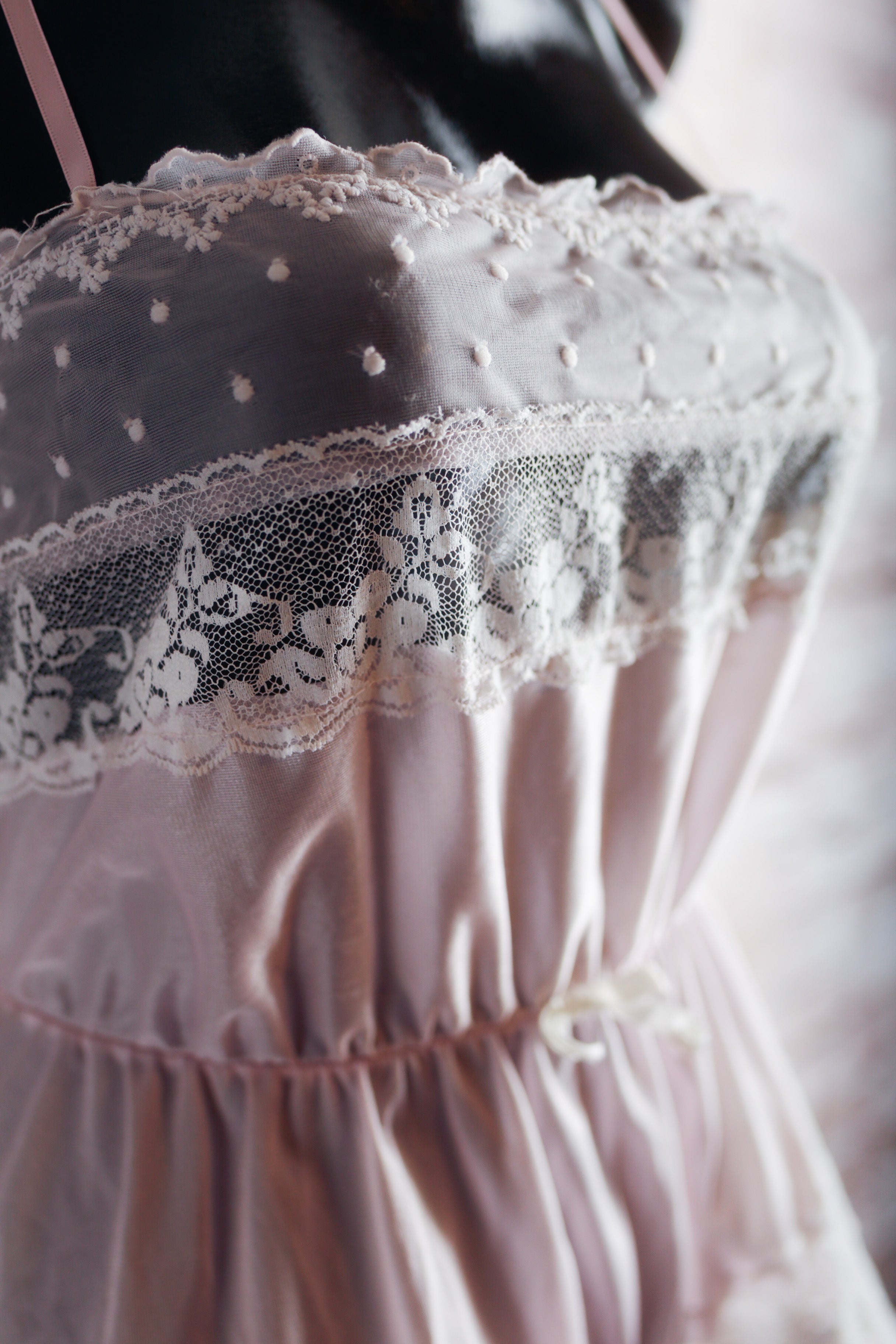 Sears Vintage Cottage Fairy Sheer Mesh Satin Teddy Romper Lingerie Pink Medium