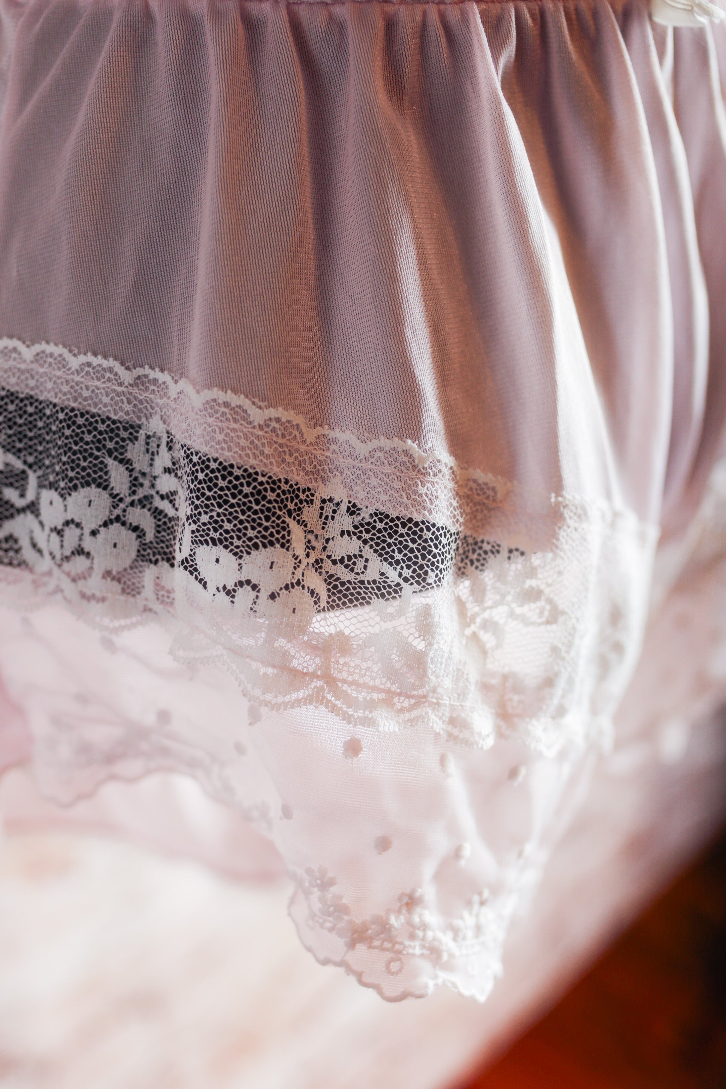 Sears Vintage Cottage Fairy Sheer Mesh Satin Teddy Romper Lingerie Pink Medium