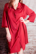 Vanity Fair Vintage Satin Embroidered Button Front Slip Peignoir Negligee Nightgown Large Red