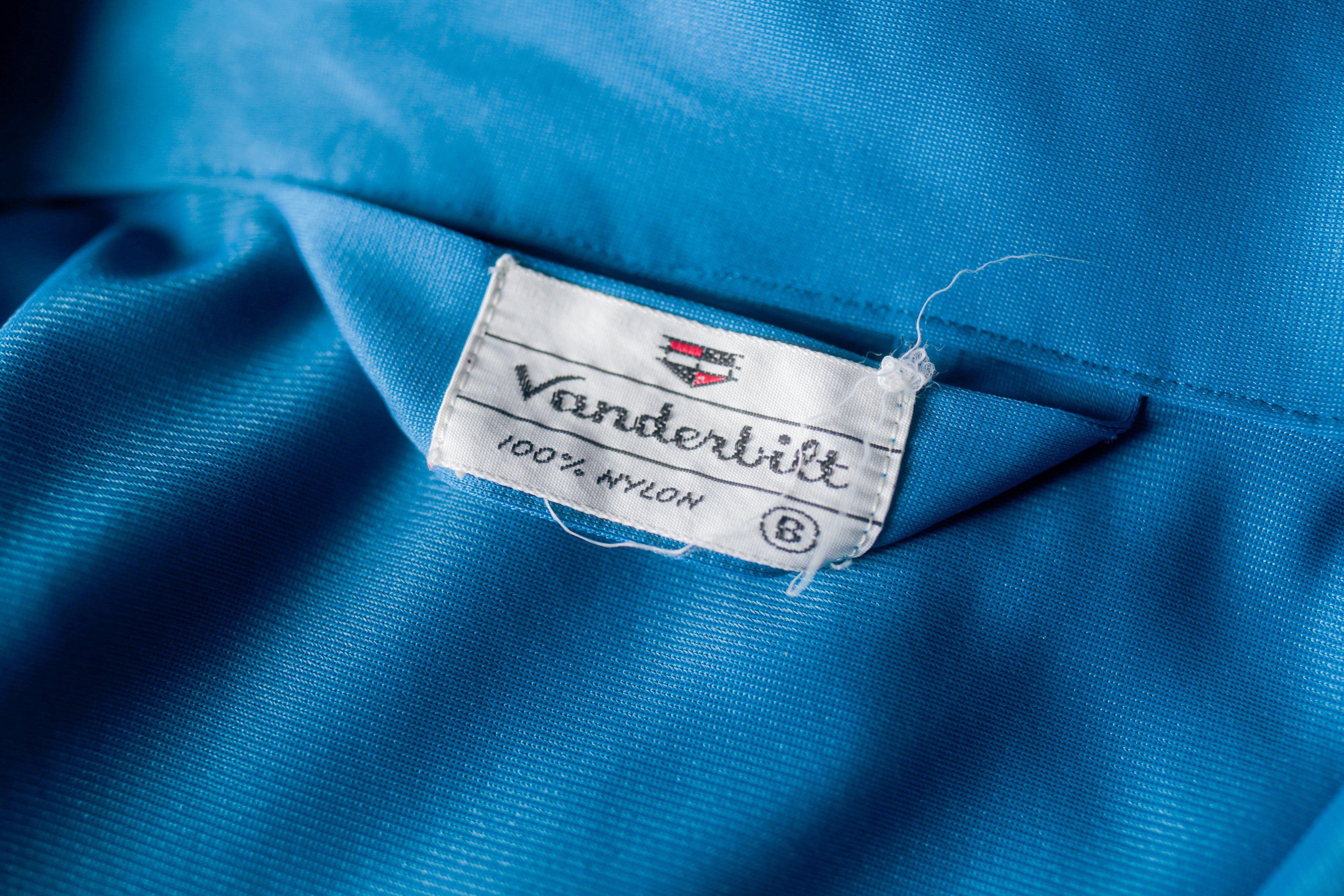 Vanderbilt Vintage 70s Blue Satin Belted Robe 8 Medium