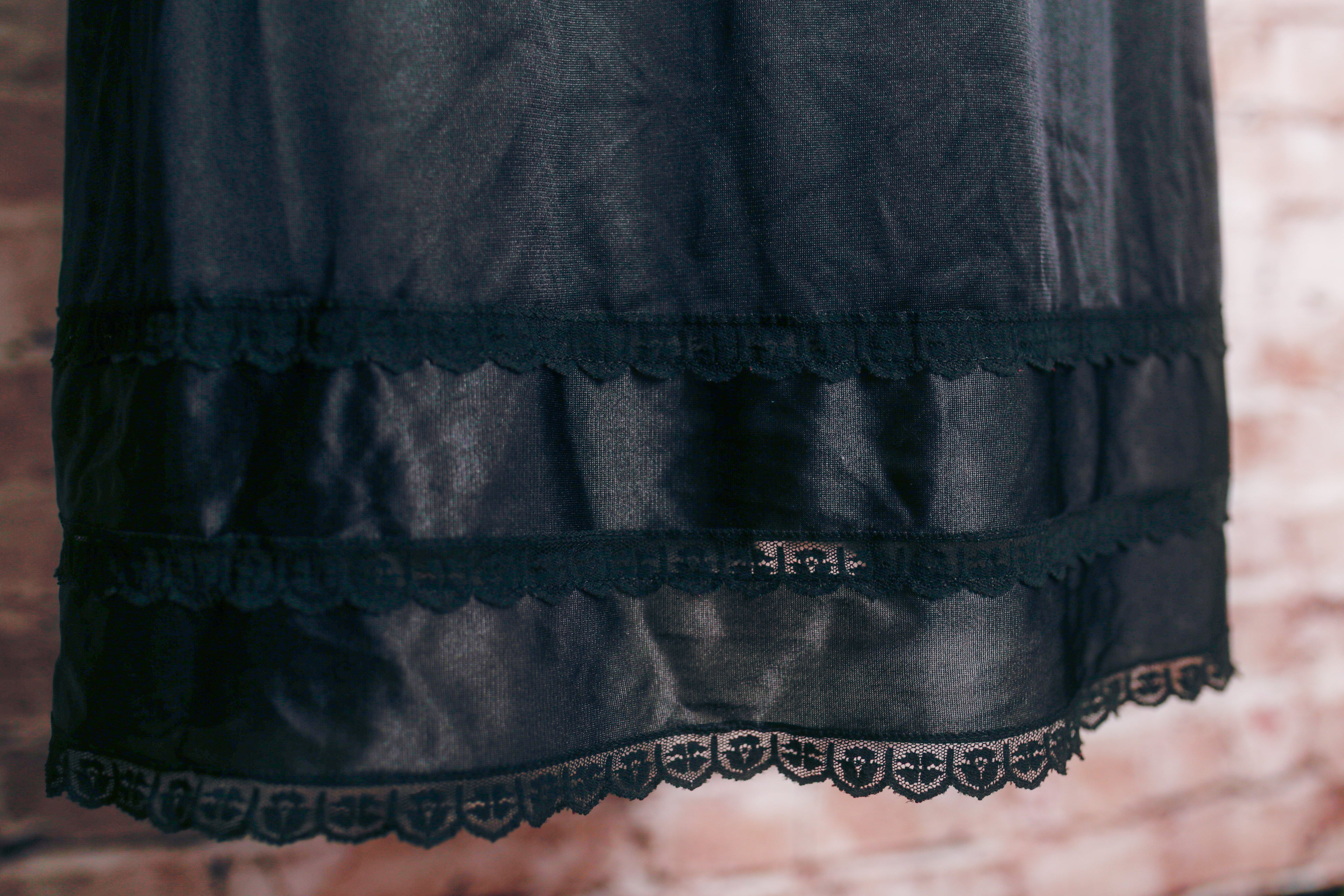 Sears Vintage USA-made Black Semi-sheer Full Slip Nightgown 34 Small