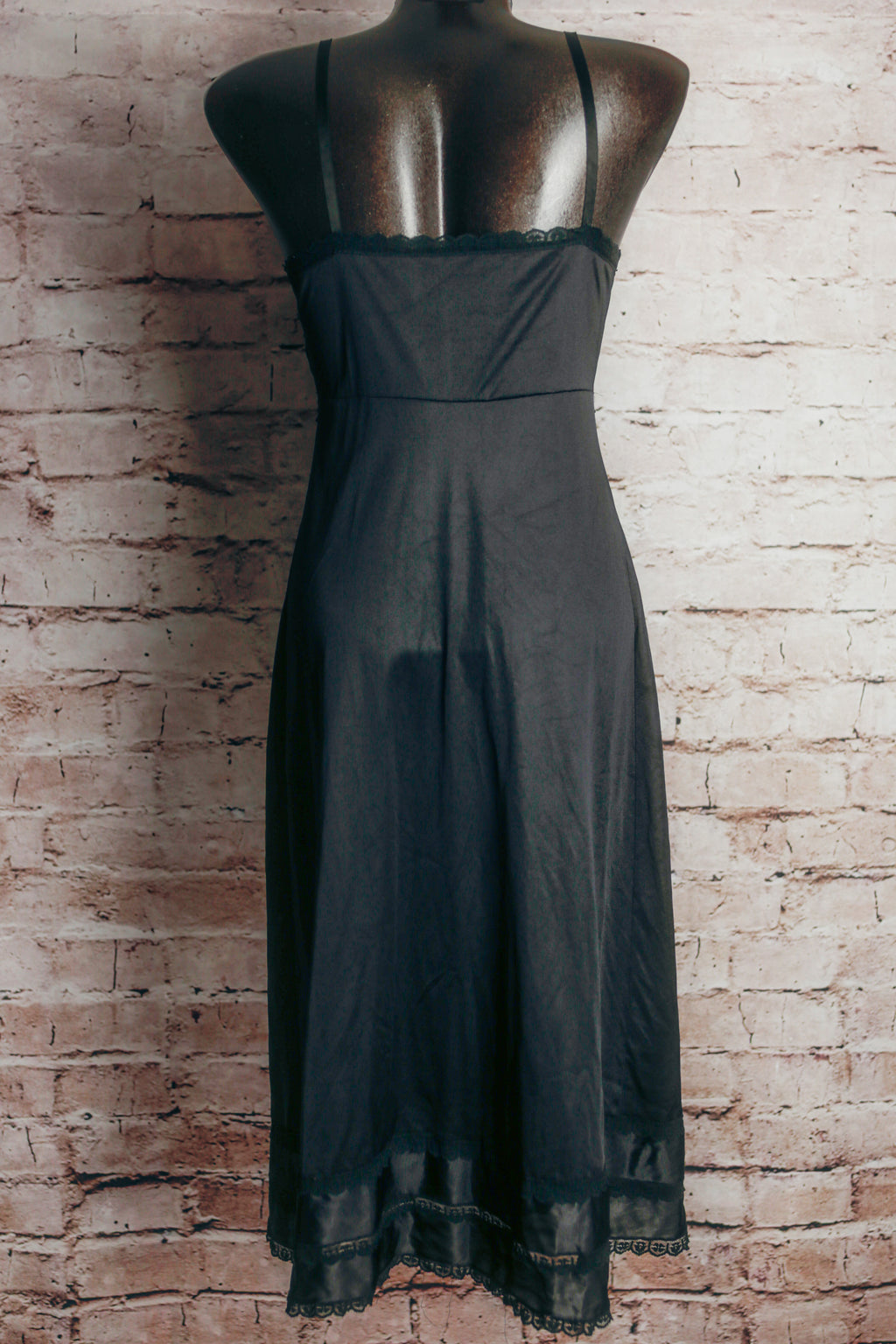 Sears Vintage USA-made Black Semi-sheer Full Slip Nightgown 34 Small