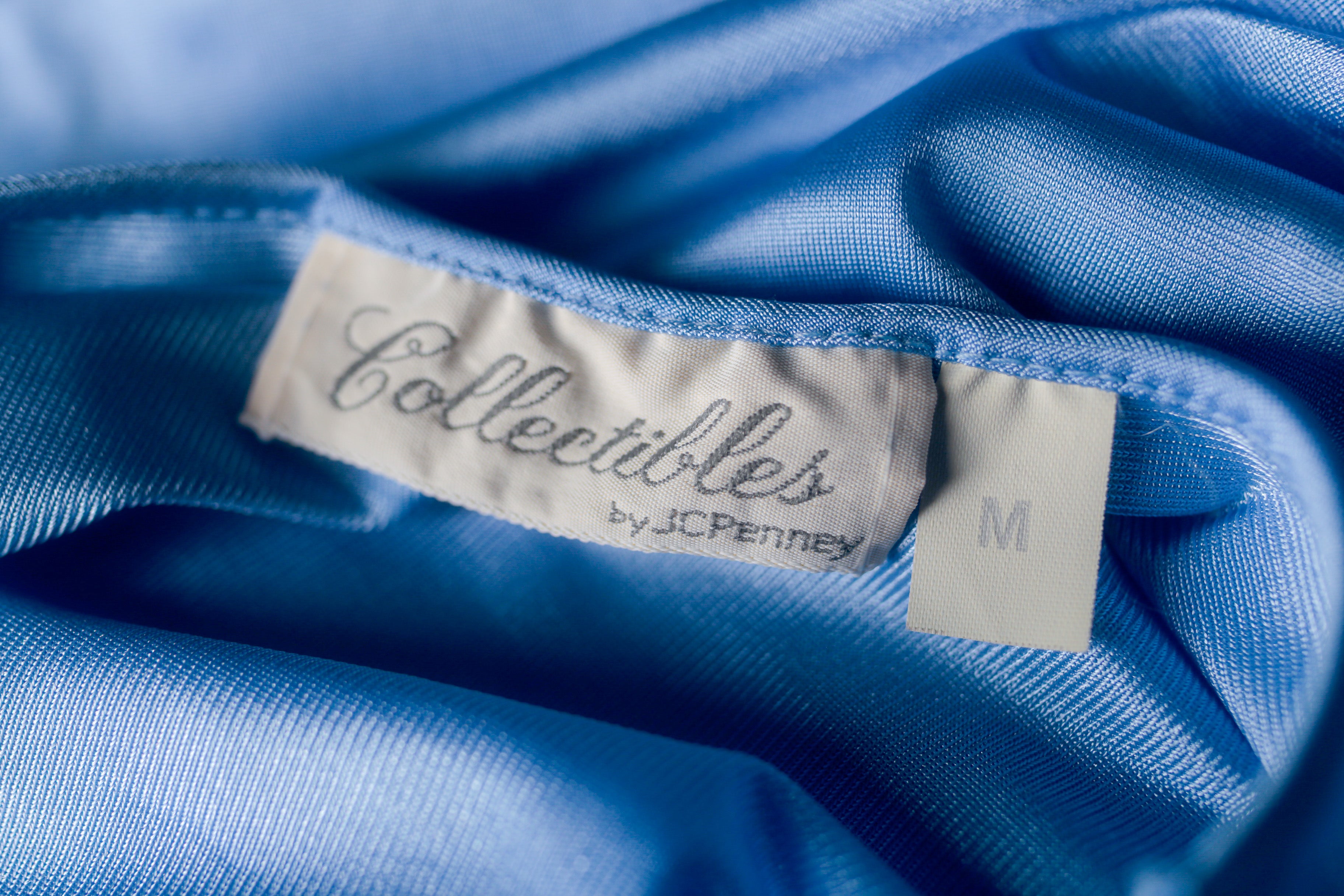 Collectibles JCPenney Vintage Satin Embroidered Slip Peignoir Negligee Nightgown Medium Blue