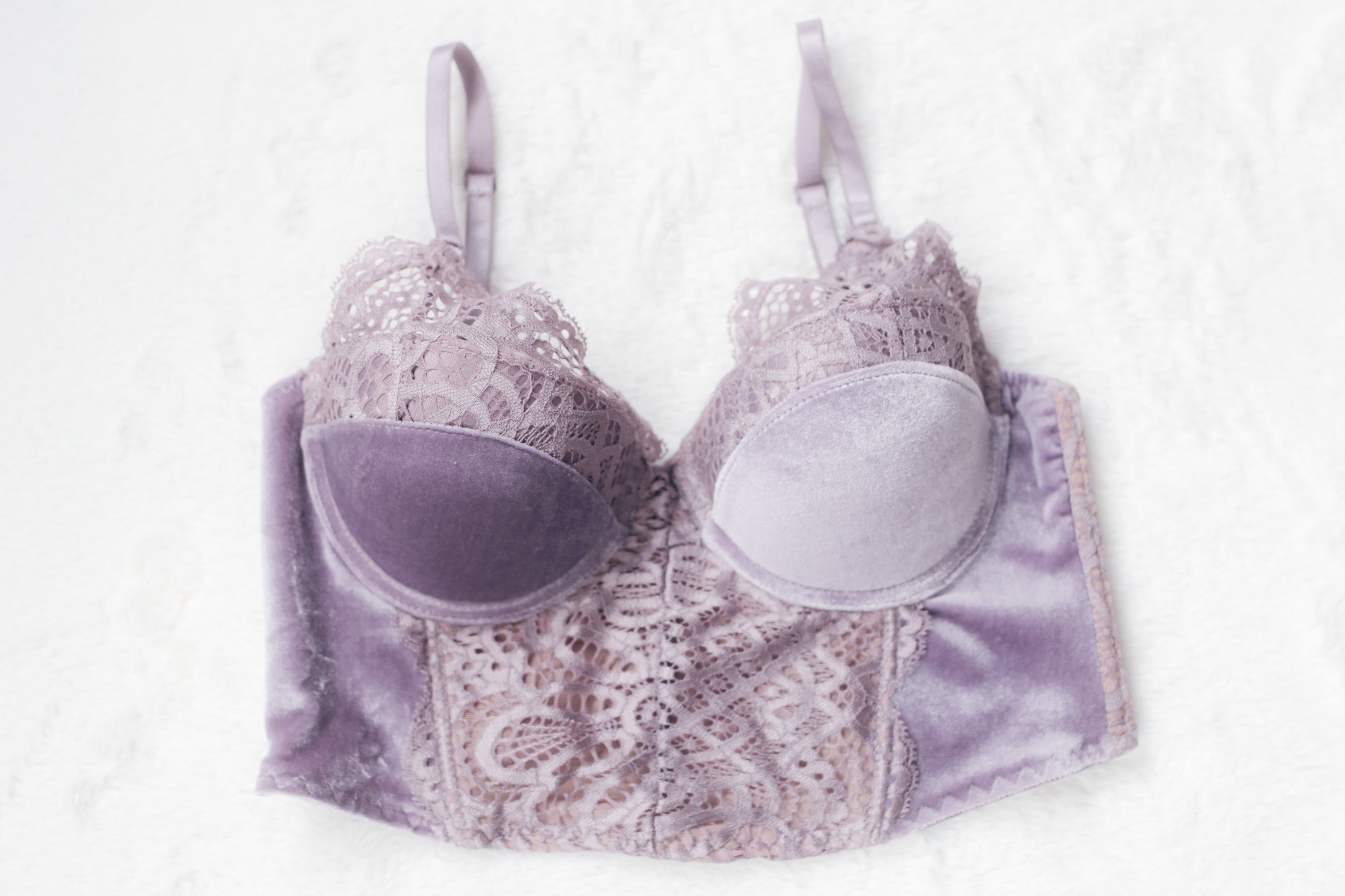Rue21 True 32A Padded Push-up Demi Longline Corset Bra Mauve Velvet