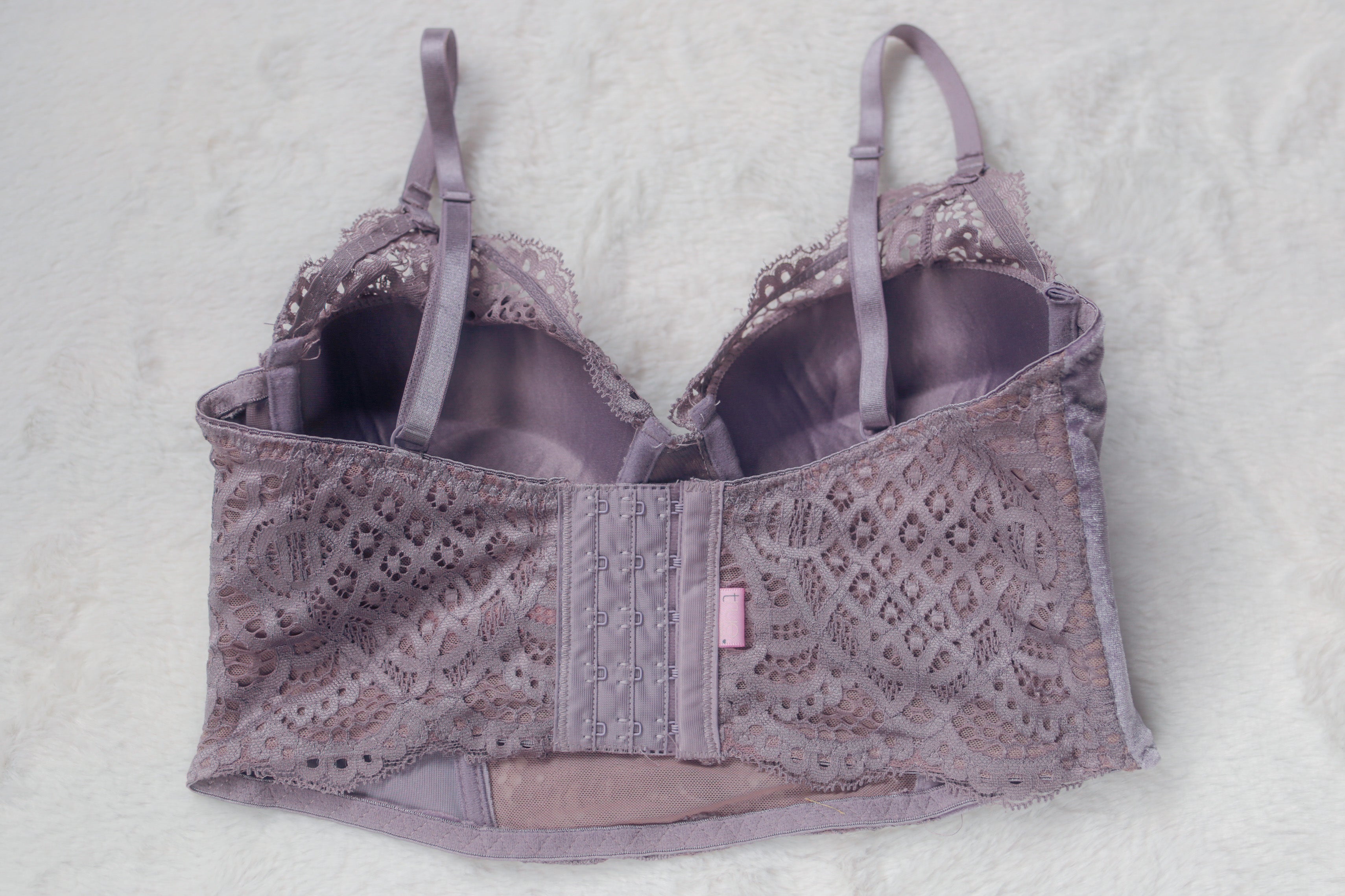 Rue21 True 32A Padded Push-up Demi Longline Corset Bra Mauve Velvet
