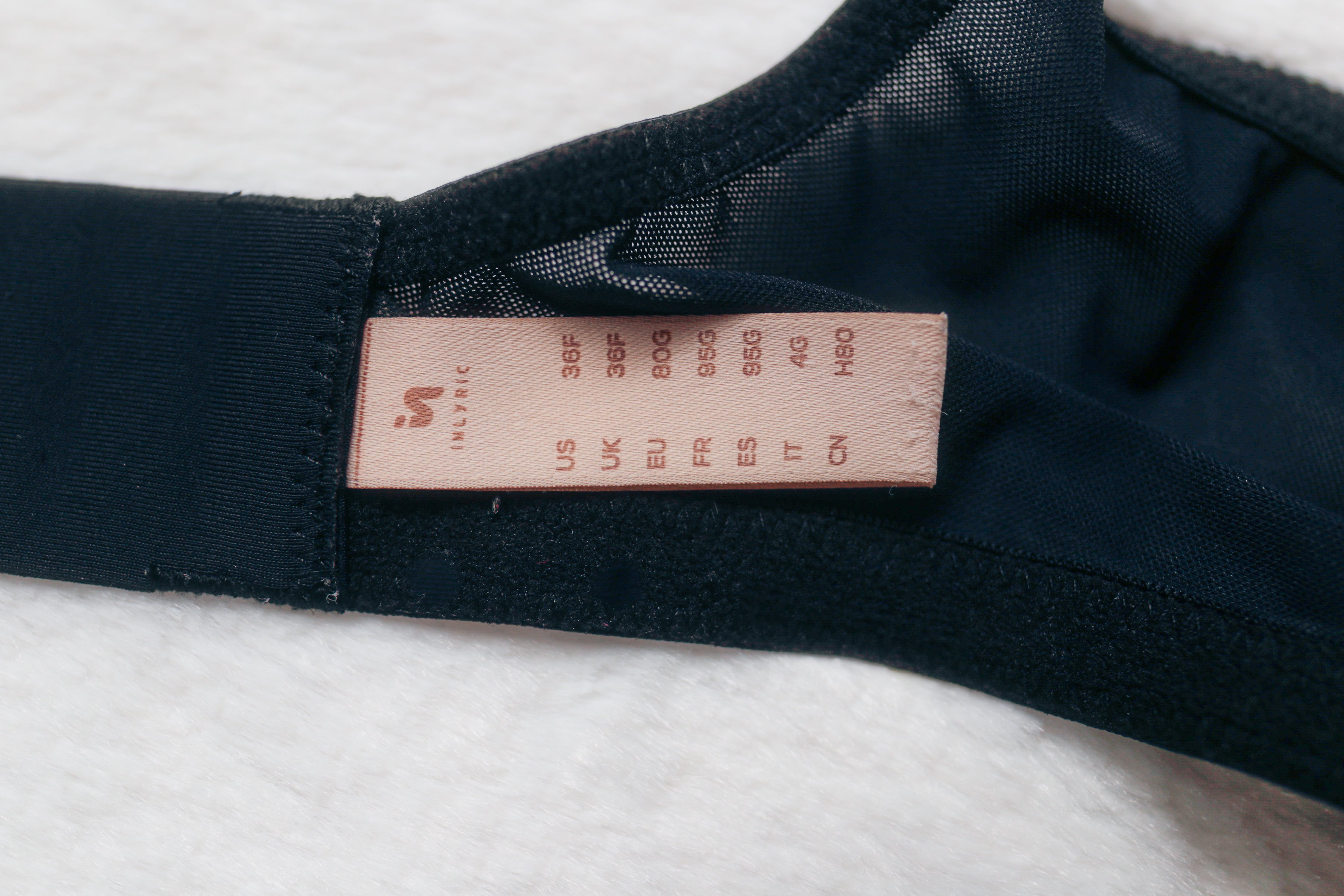 Inlyric 36F Cosnufy Mesh Scoop Unlined Sheer Marquisette Underwire Bra Black