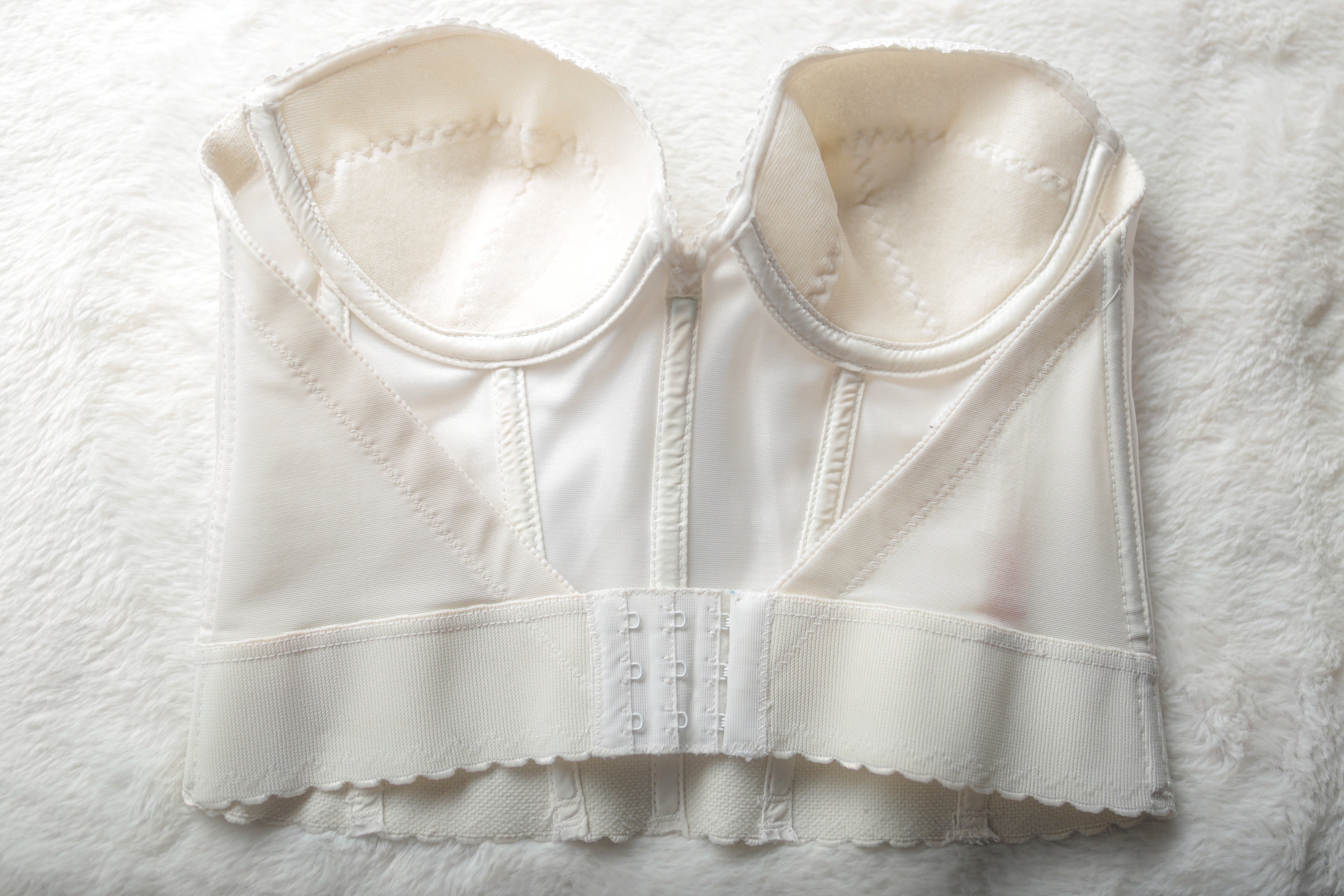 Petticoat Place Vintage 34B Low Back Boned Bustier Corset USA-made Bra White