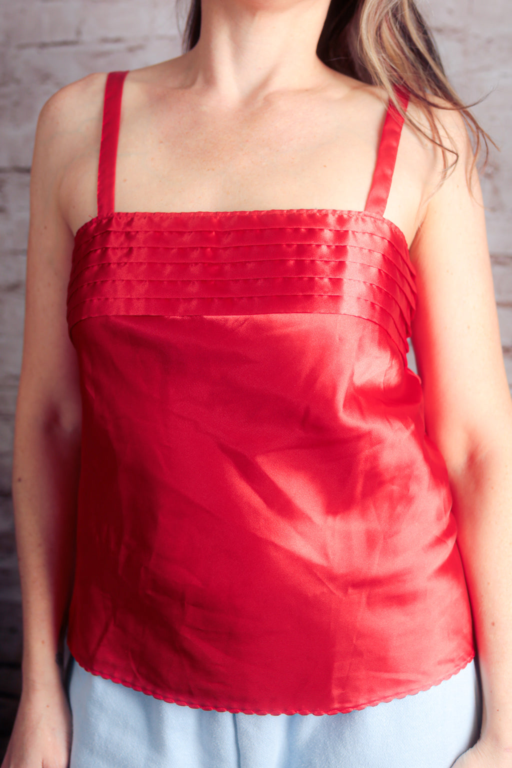 Chic by h.i.s. Vintage Satin Tiered Camisole Medium Red