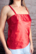 Chic by h.i.s. Vintage Satin Tiered Camisole Medium Red