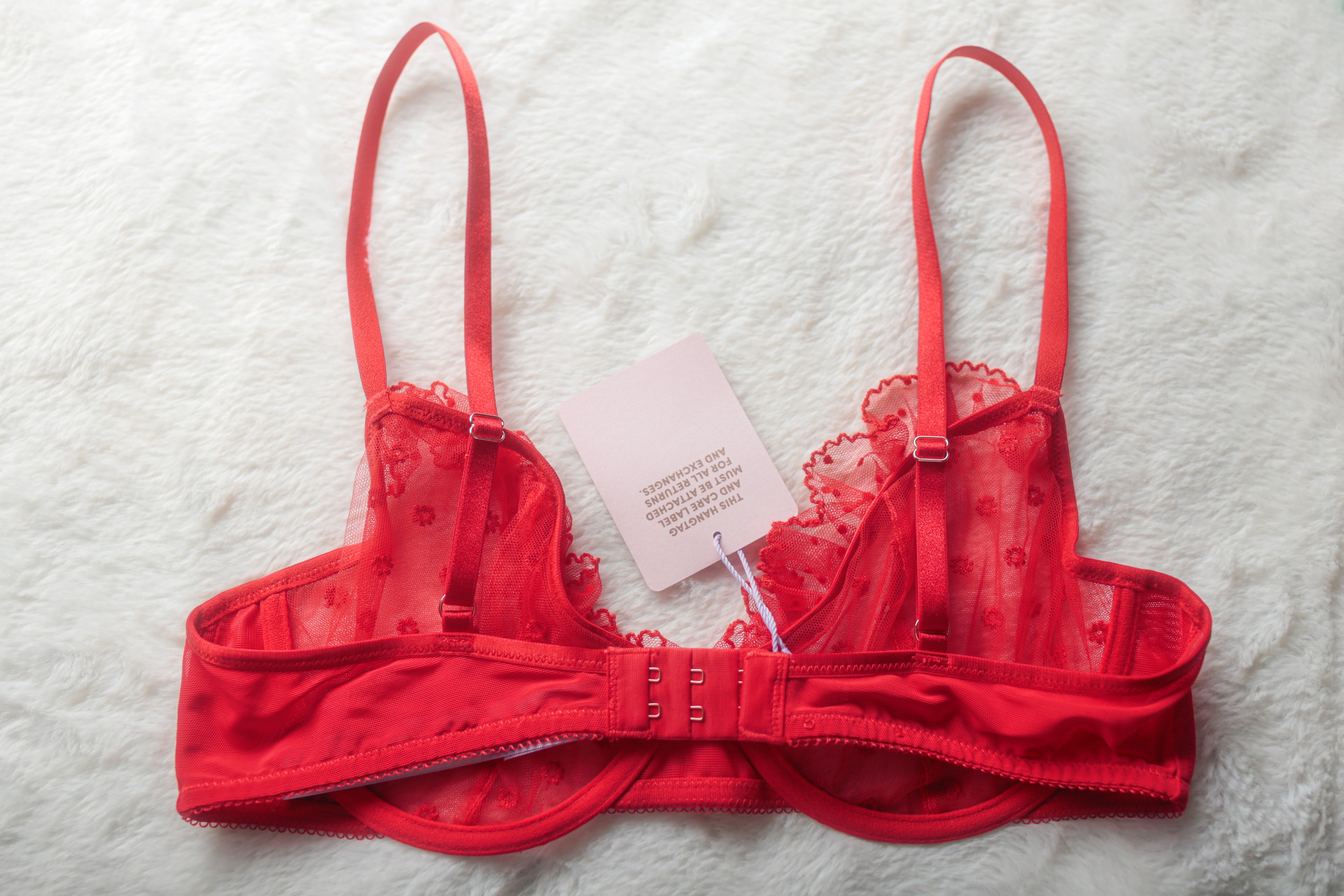 Savage X Fenty 34C Sheer Unlined Lace Balconette Bra Red NEW
