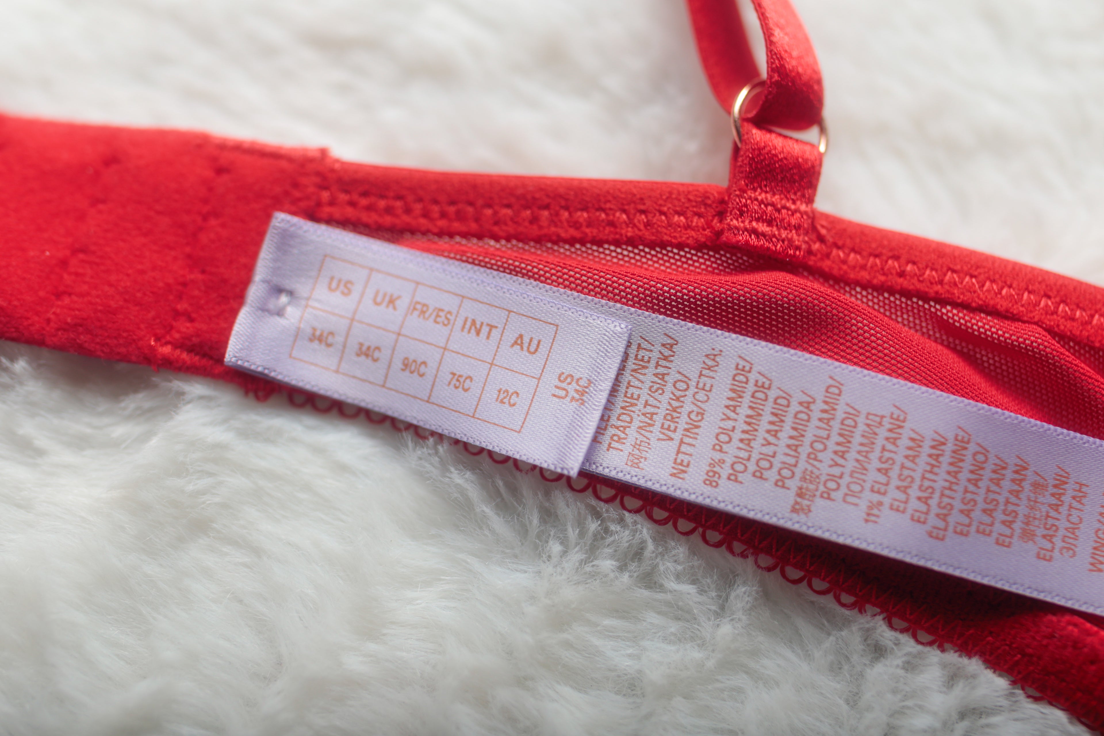 Savage X Fenty 34C Sheer Unlined Lace Balconette Bra Red NEW