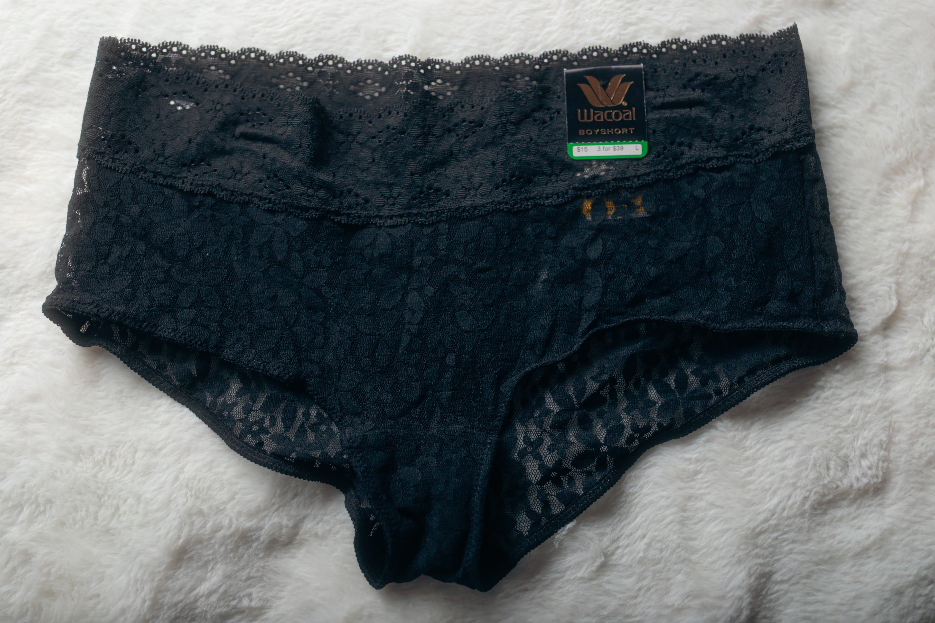 Wacoal Halo Lace Boyshort Panties 7 Large 870205 Black NEW