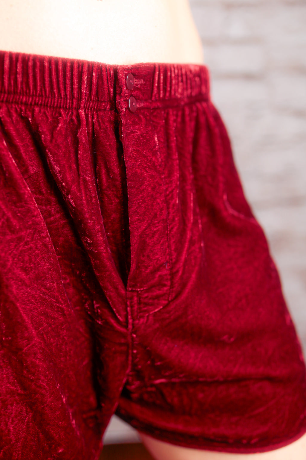 Magic Silk Vintage 90s Velvet Velour Sleep Shorts Red Medium