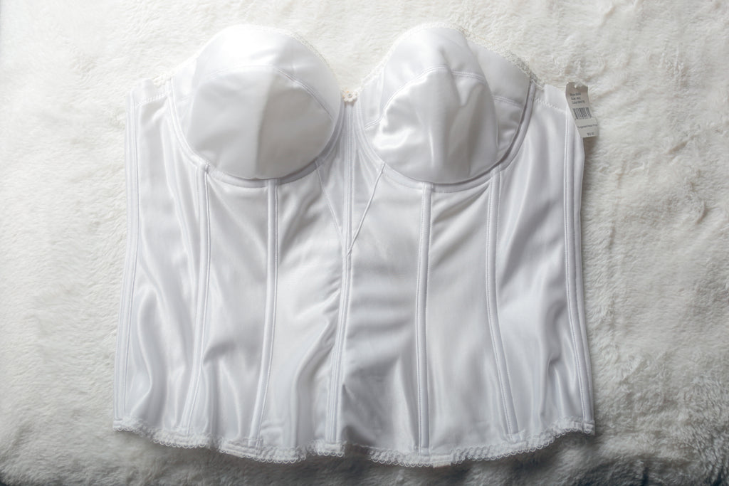 Dominique 40C Satin Bridal Basque Corset Bustier Bra White NEW