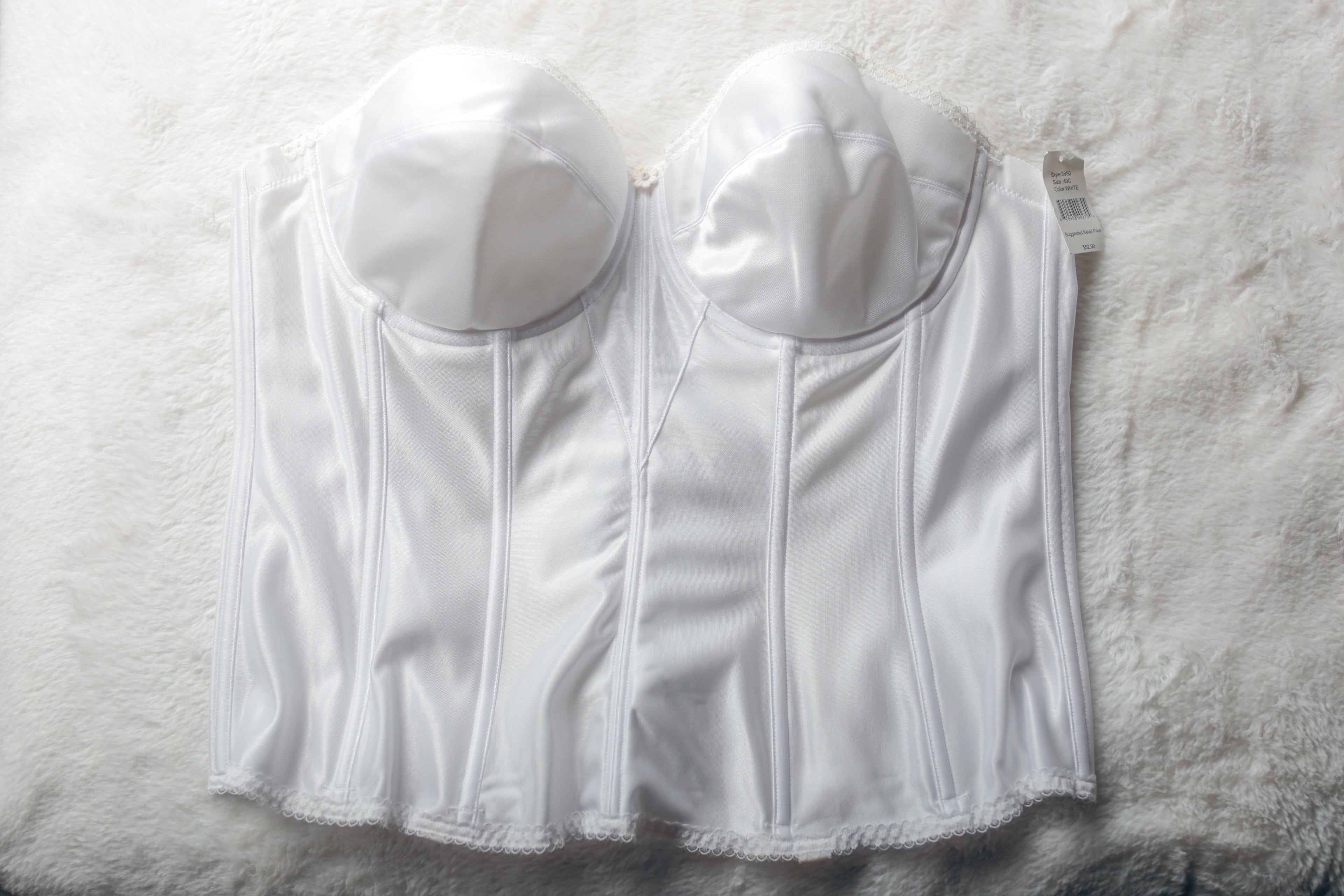 Dominique 40C Satin Bridal Basque Corset Bustier Bra White NEW