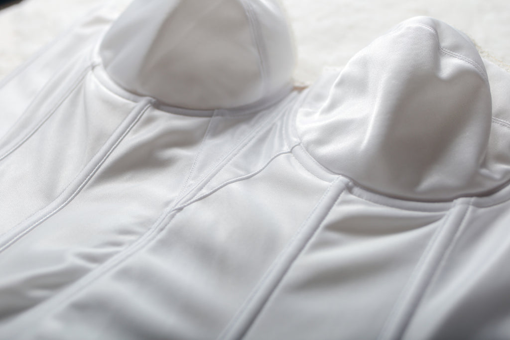 Dominique 40C Satin Bridal Basque Corset Bustier Bra White NEW