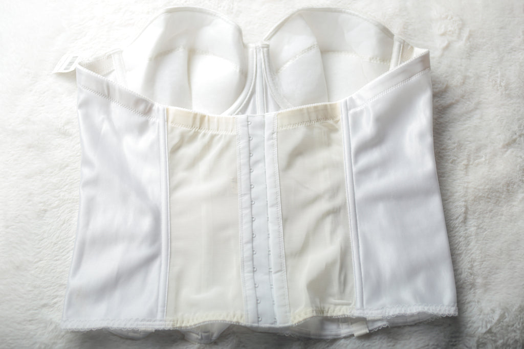 Dominique 40C Satin Bridal Basque Corset Bustier Bra White NEW
