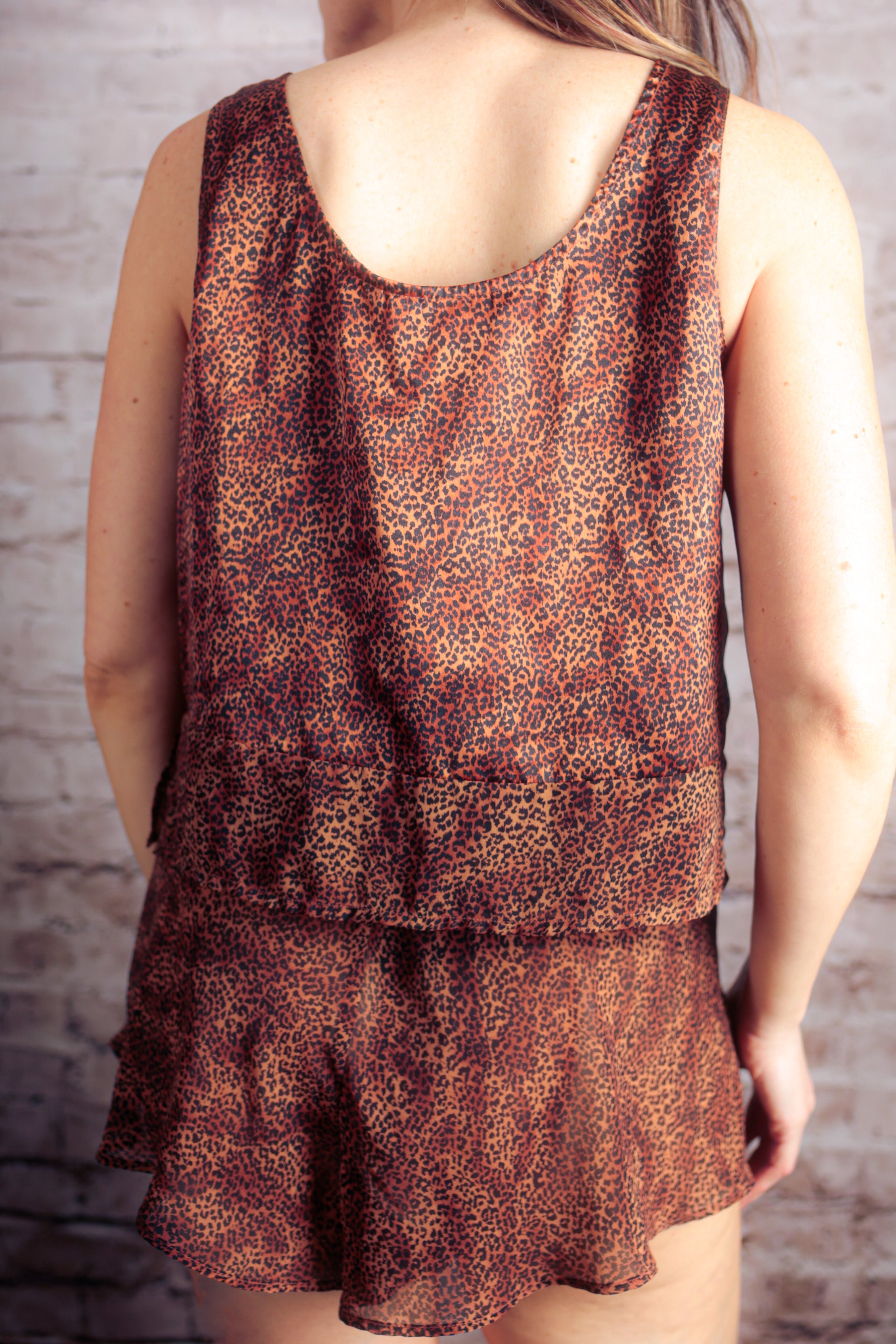 Victoria's Secret Vintage 90s Satin Sleep Top Shorts Set Leopard Cheetah Print Medium