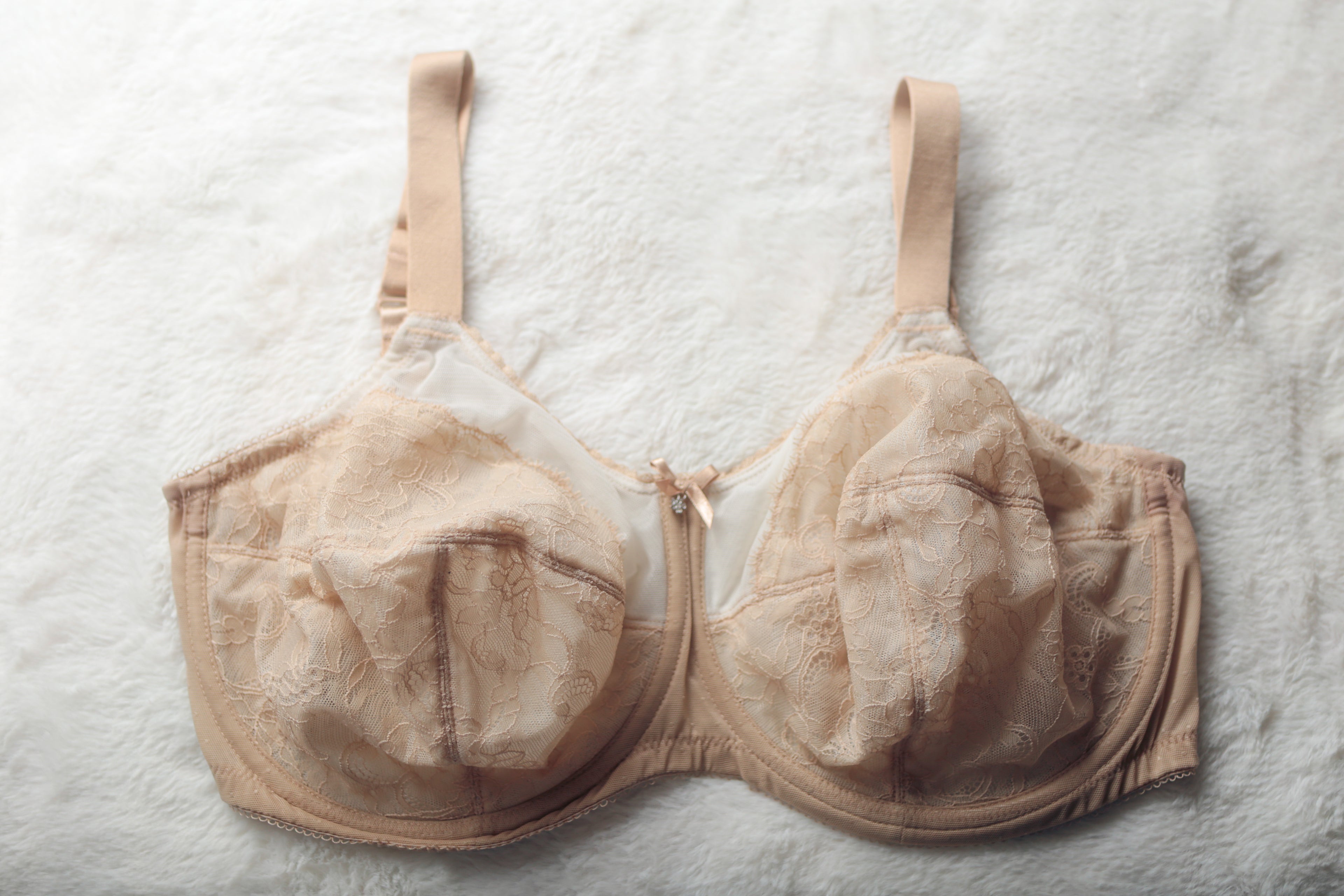 Wacoal US 36I UK 36G Retro Chic 855186 Full Figure Underwire Lace Bra Beige