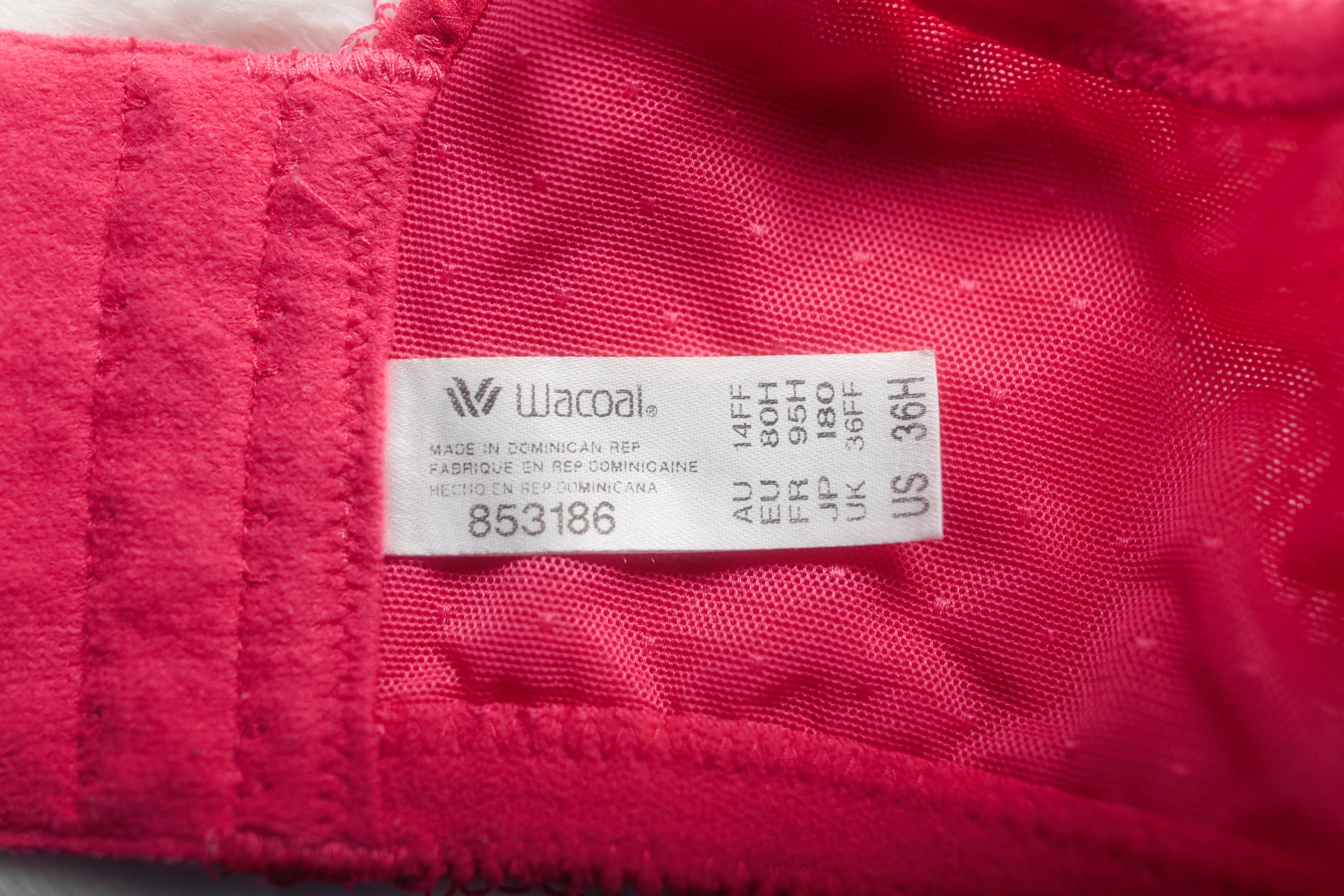 Wacoal US 36H UK 36FF 853186 Retro Chic Underwire Contour Underwire Bra Pink